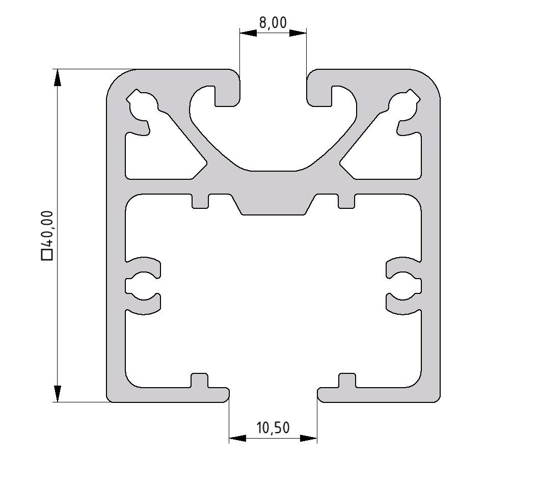 Laufbahnprofil 8 40x40, natur Laufbahnprofil 8 40x40, natur