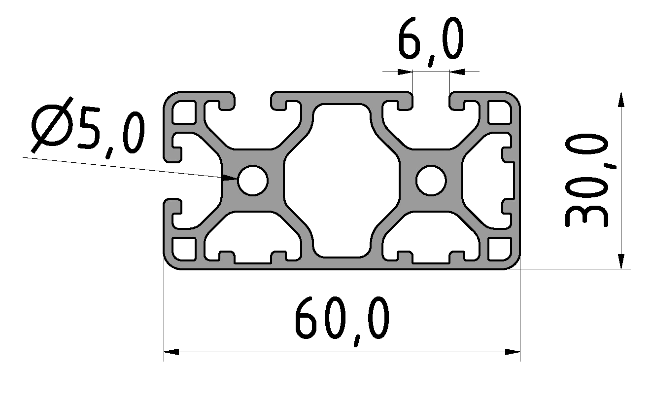 Profil 6 60x30 3N90 leicht, natur