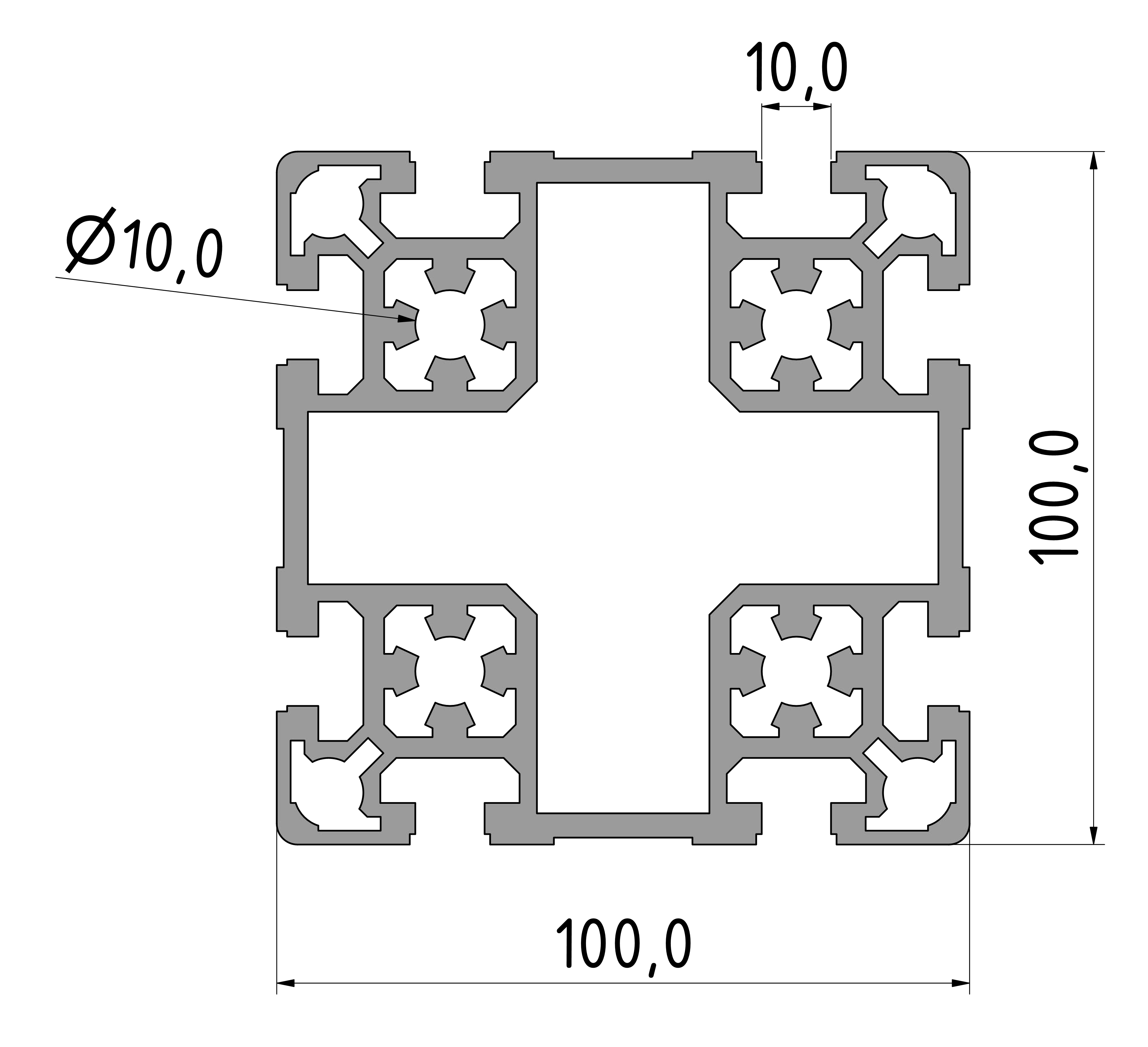Strebenprofil 100x100L Strebenprofil 100x100L