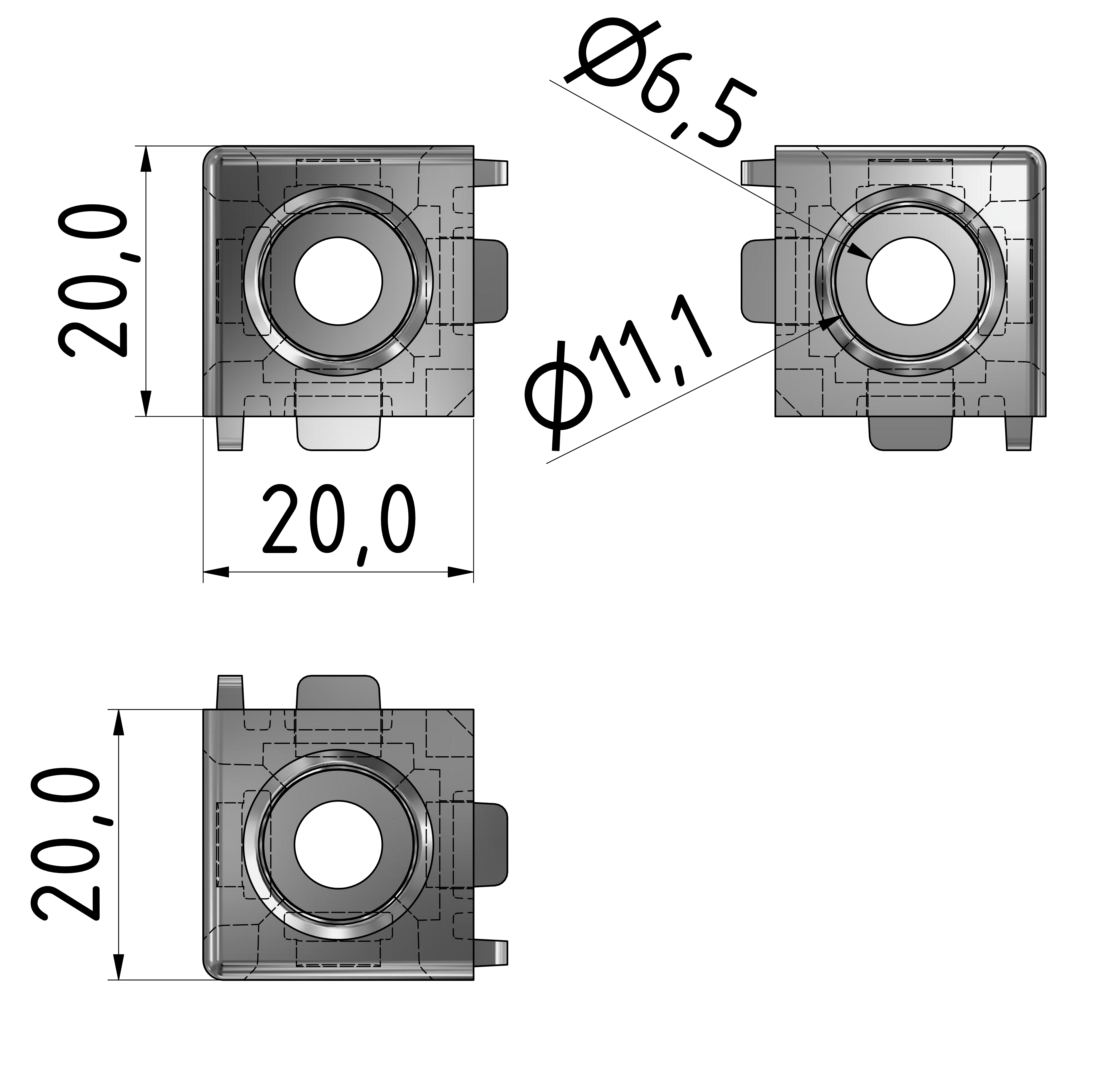 Würfelverbinder 3D 20, natur-6