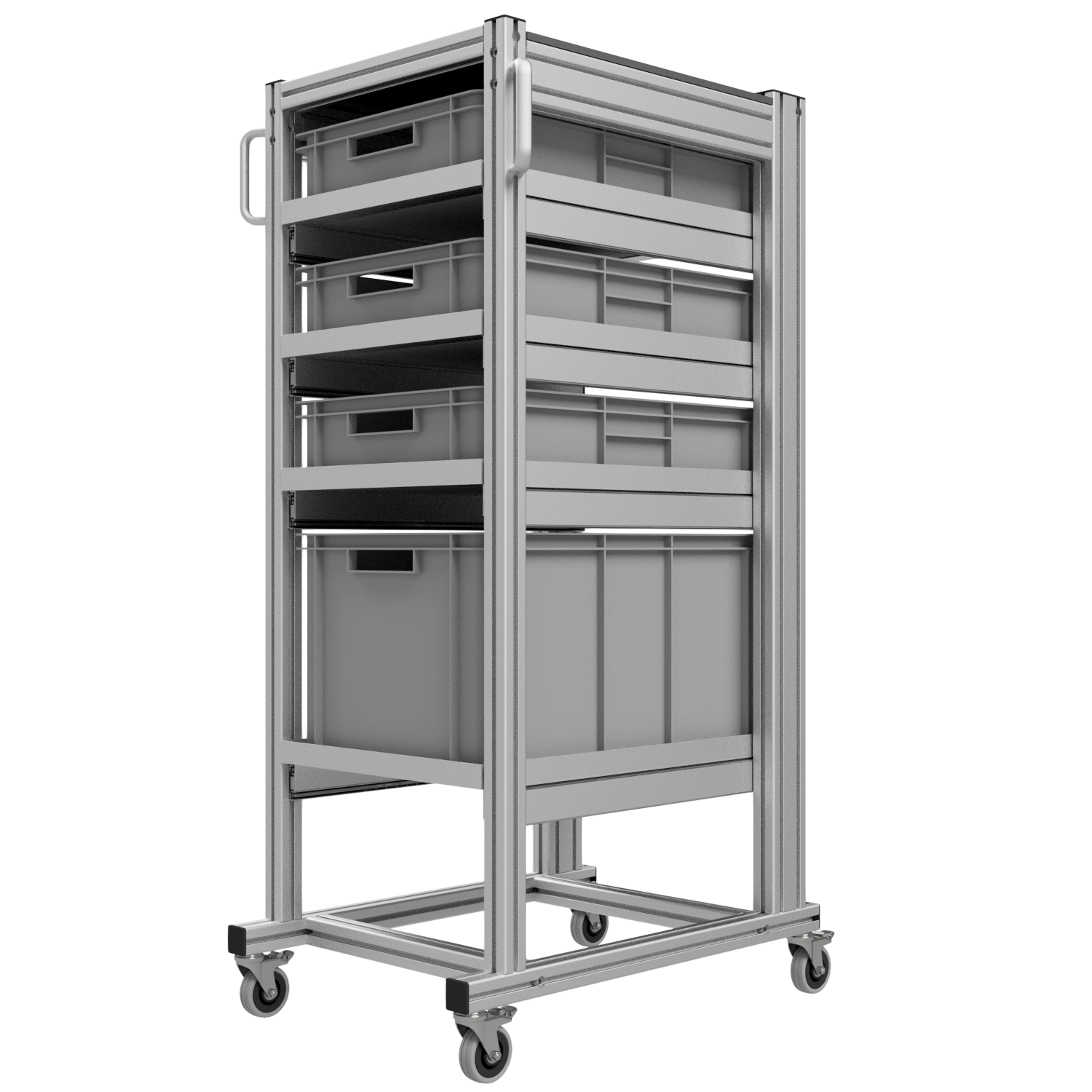 Systemwagen mit Eurobehälter 60x40 H 134 cm
