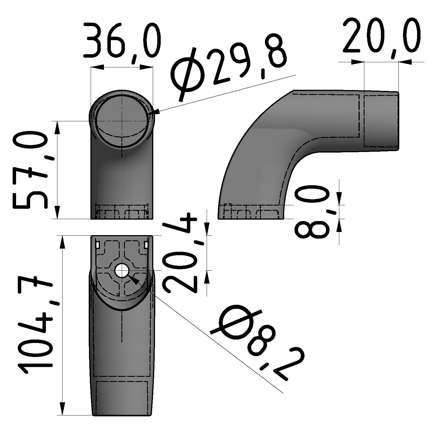 Systemgriff 8 PA, schwarz