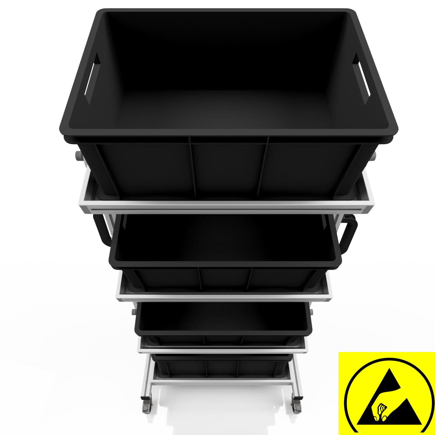 ESD system trolley for Euro containers 60 x 40 H 134 cm tiltable ESD system trolley for Euro containers 60 x 40 H 134 cm tiltable