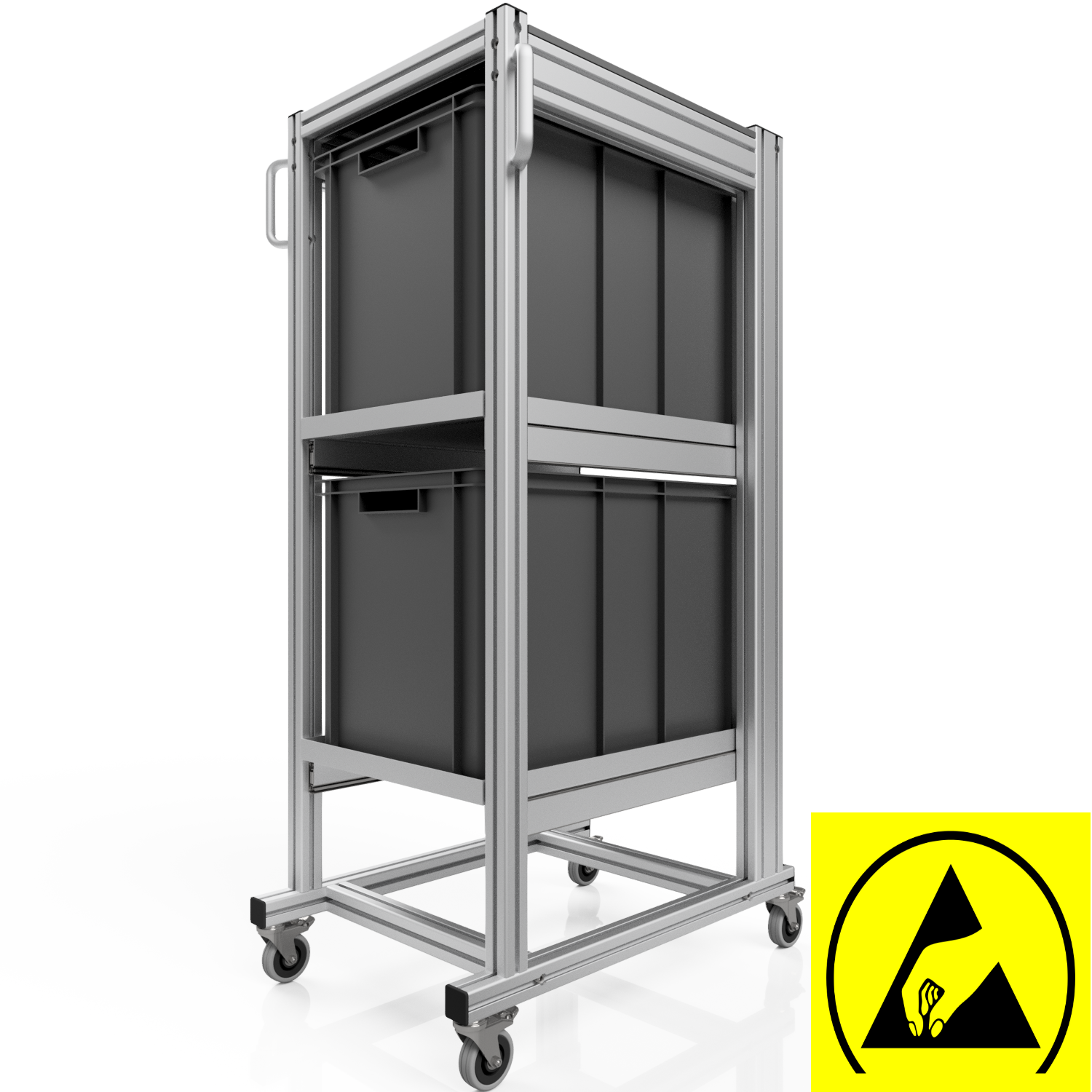 ESD system trolley for Euro containers 60x40 H 134 cm