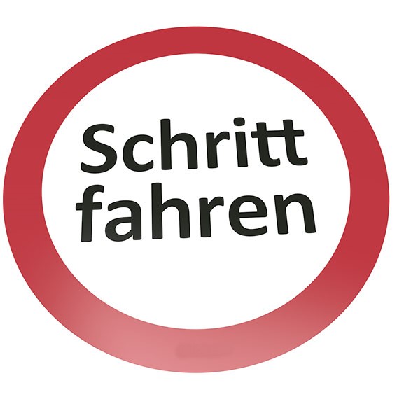 Schritt fahren Bodenschild