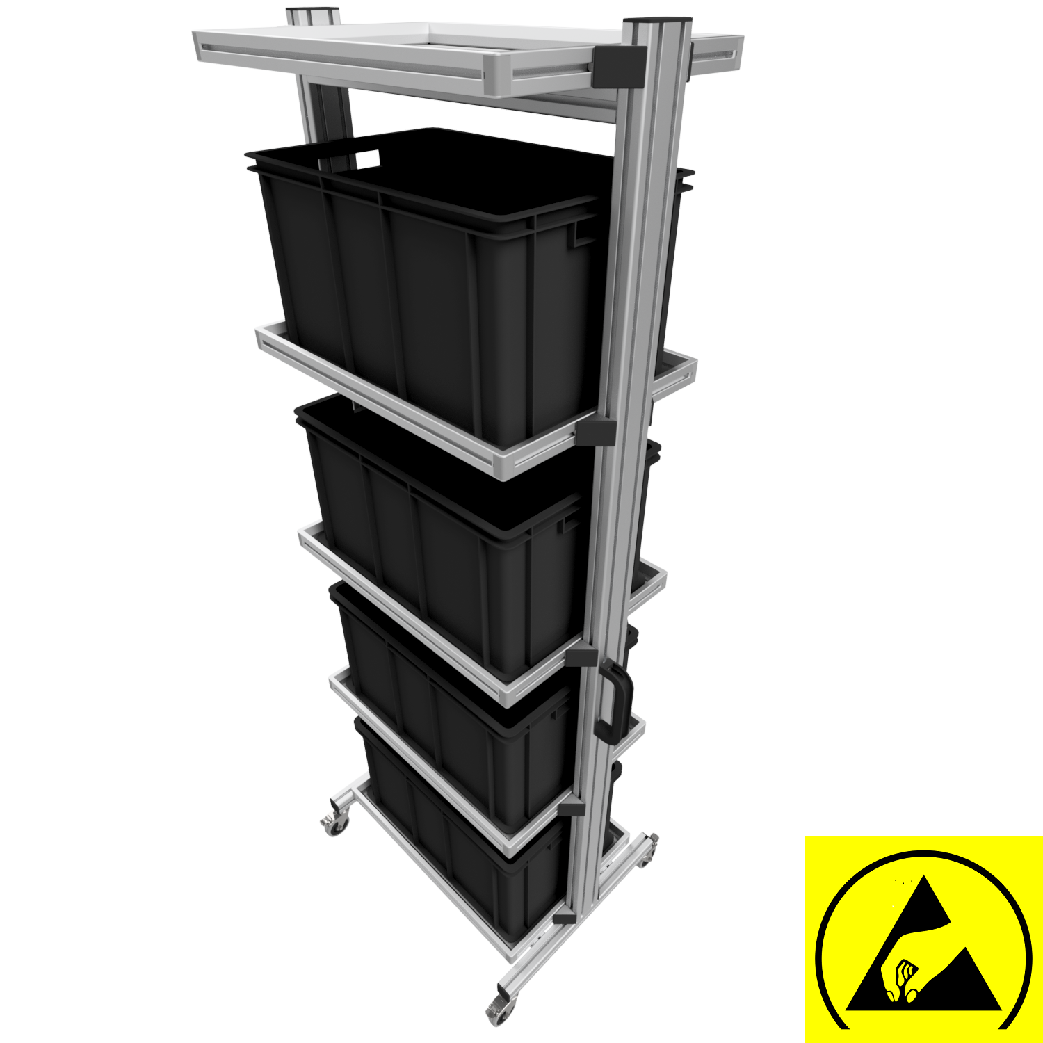 ESD Systemwagen für Eurobehälter 60 x 40 H 200 cm ohne Auszug