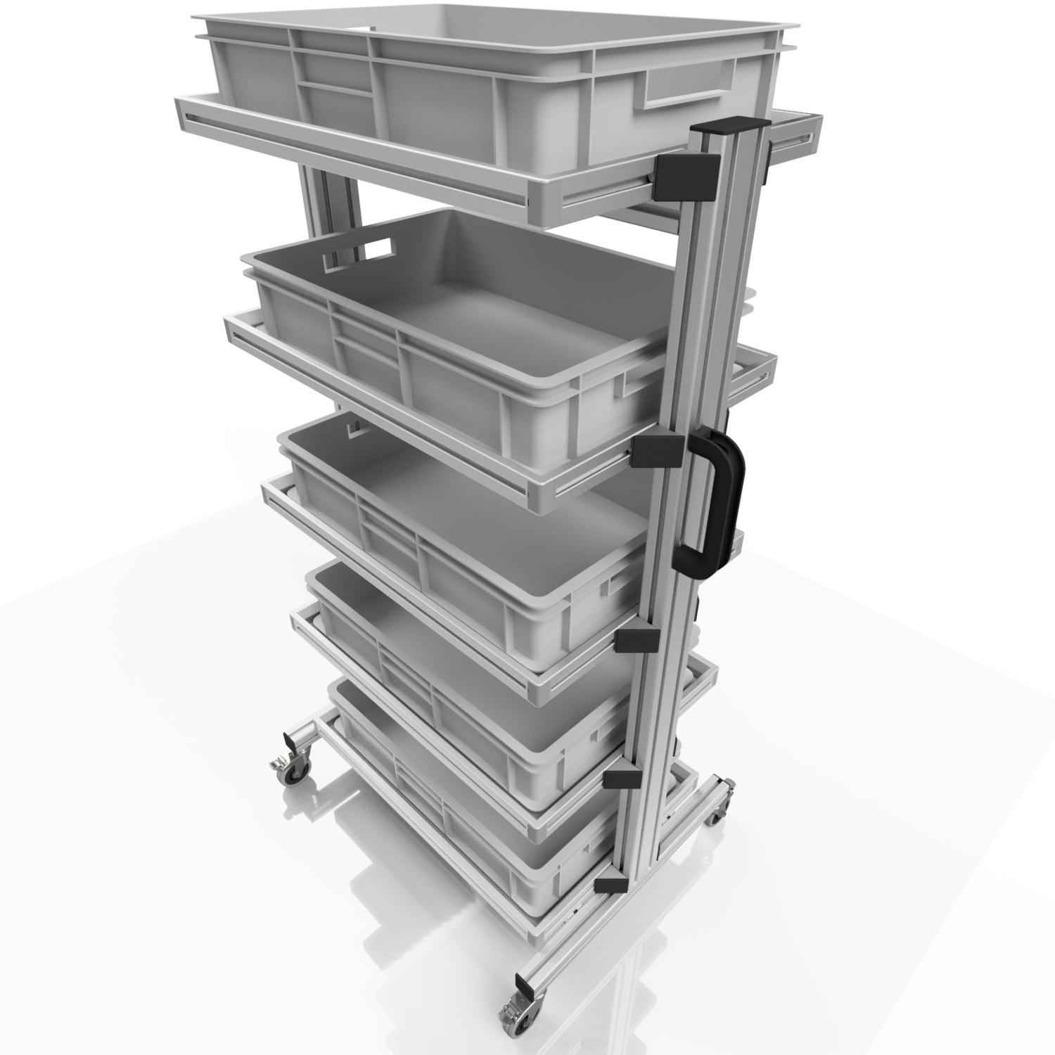 Systemwagen für Eurobehälter 60 x 40 H 134 cm ohne Auszug 