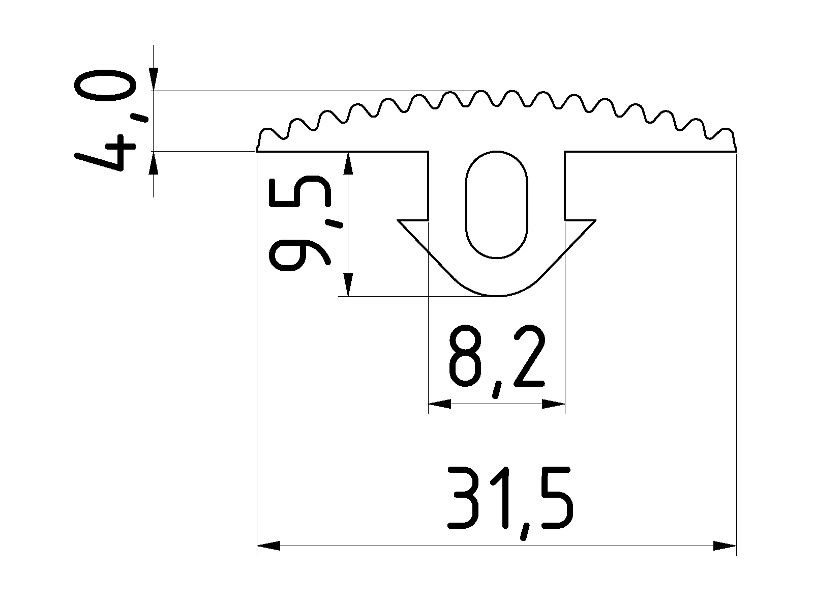 Abdeckprofil 8 32x4, schwarz