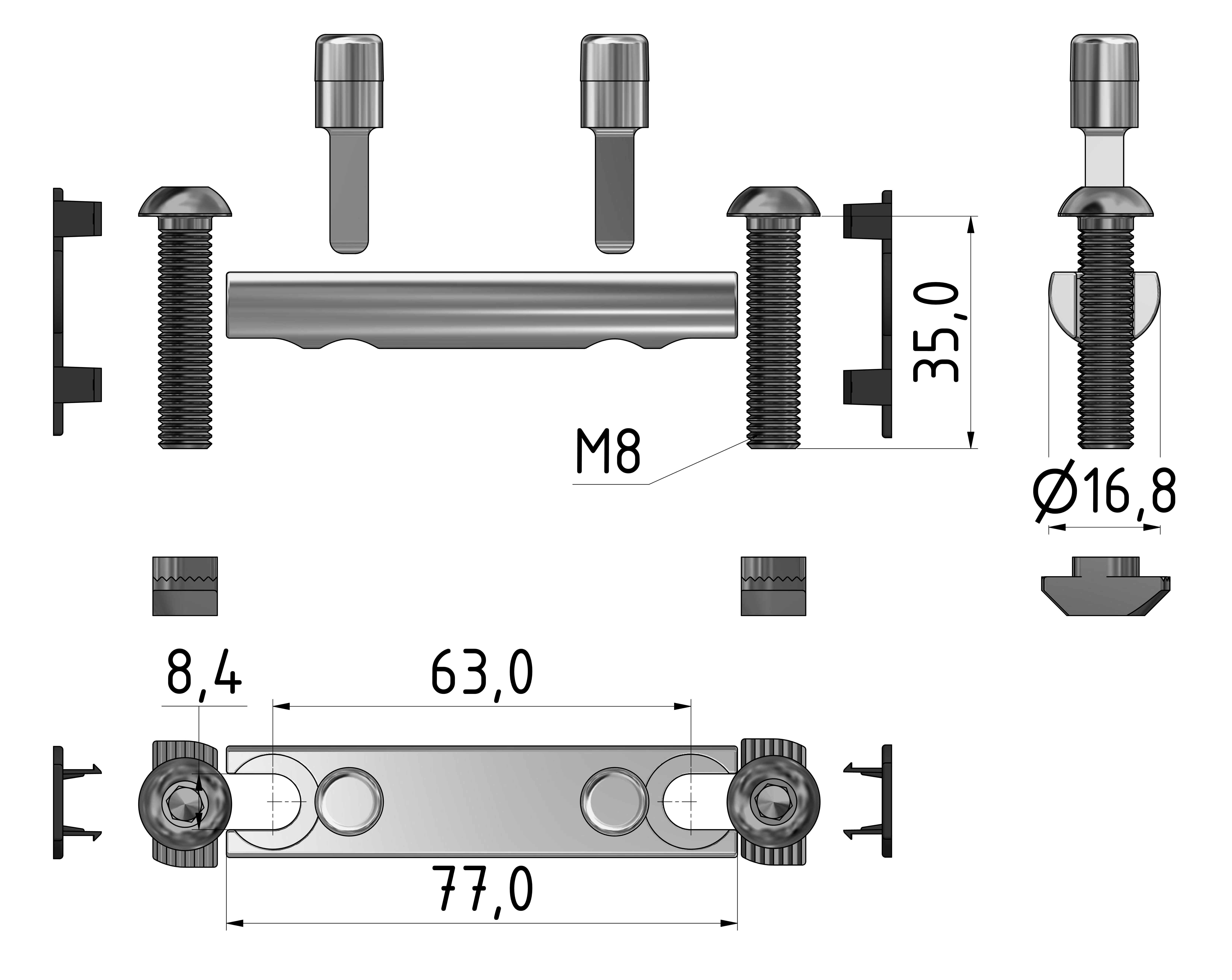 Bolzenverbindersatz 80, verzinkt-10