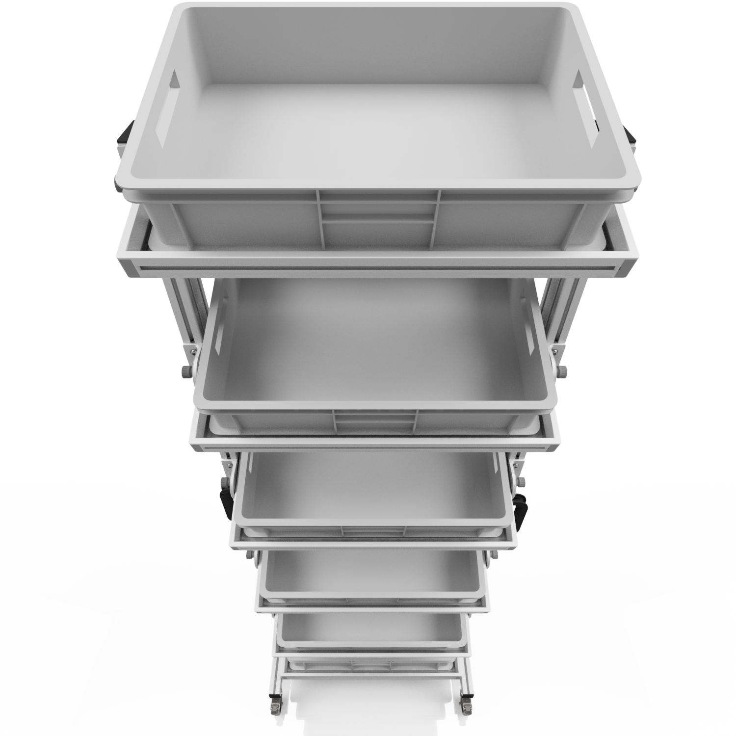 Systemwagen für Eurobehälter 60 x 40 H 200 cm neigbar