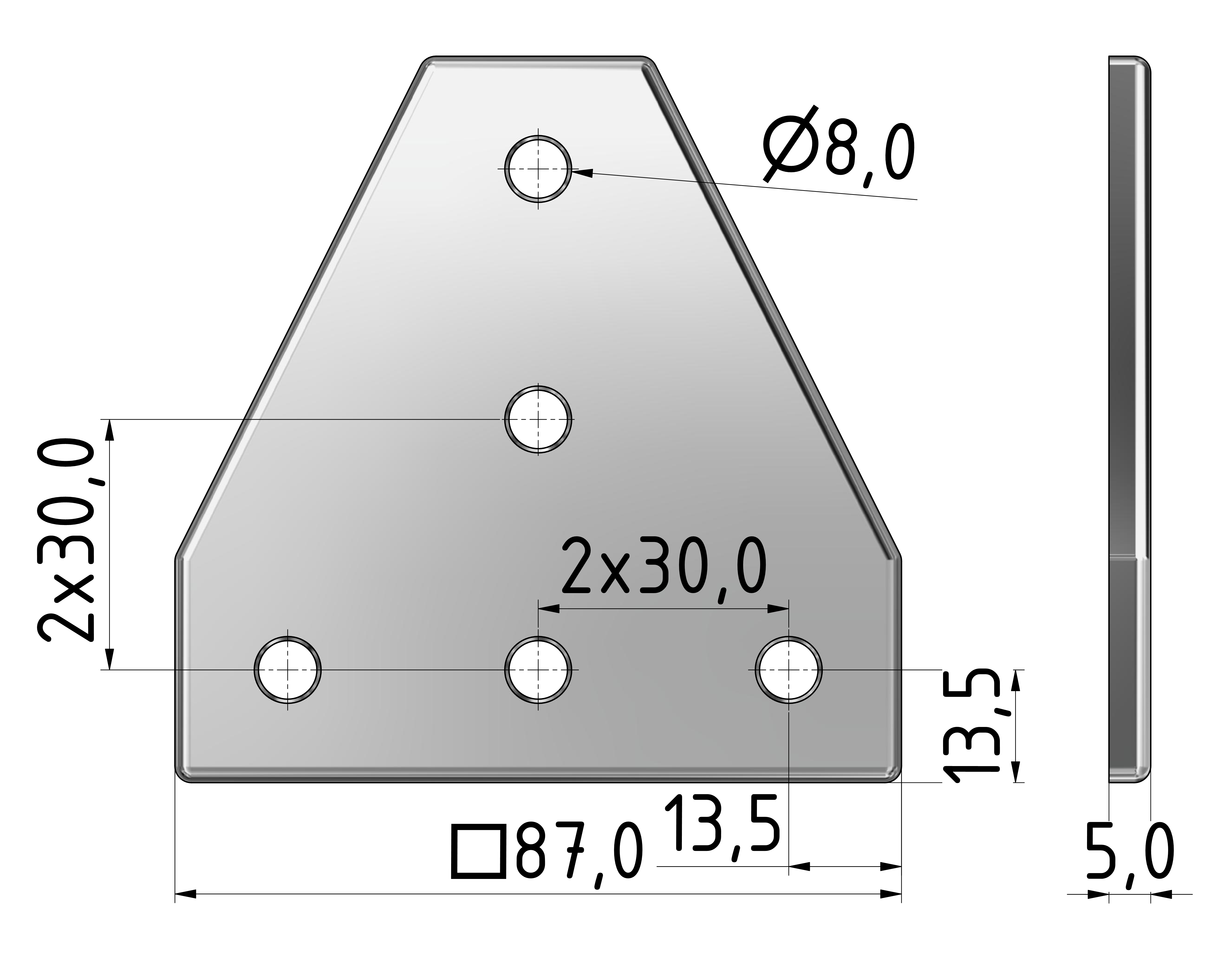 Verbinderplatte T 90x90, eloxiert- 8