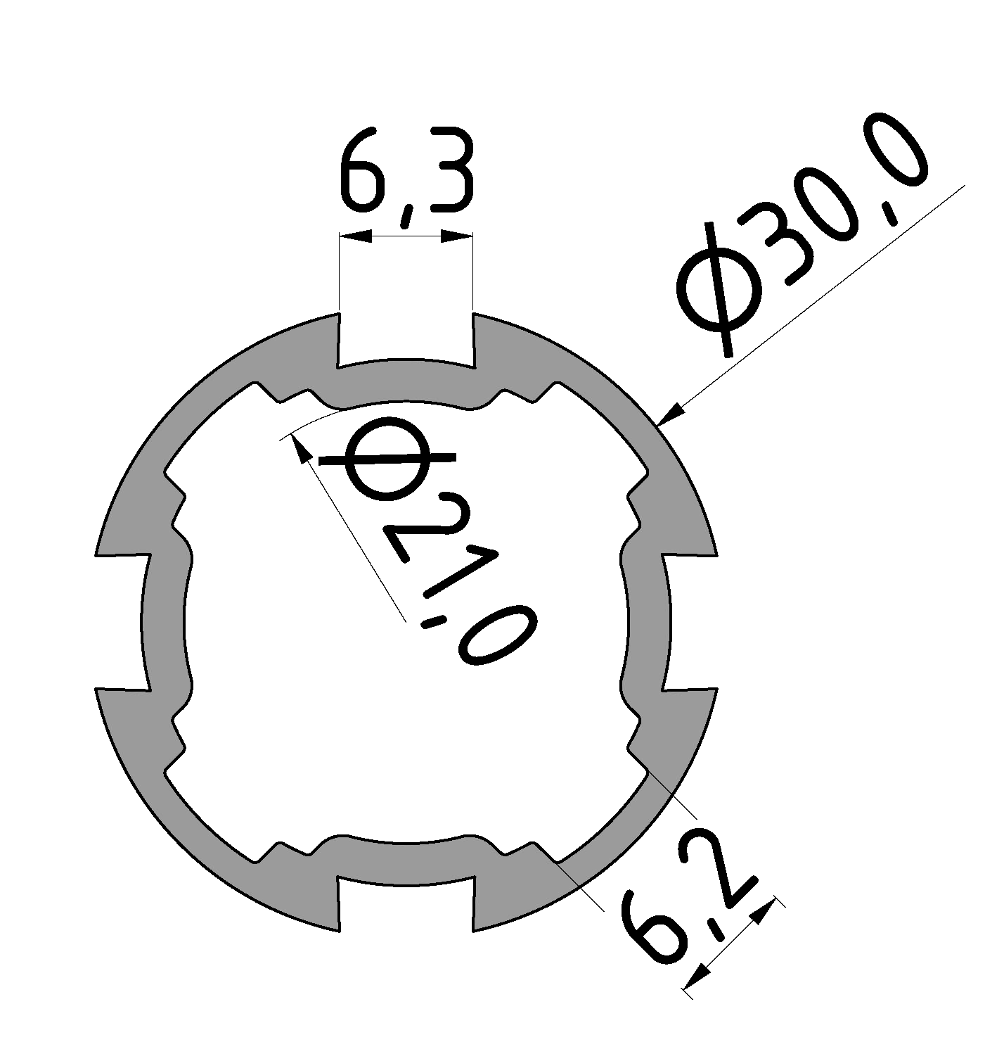 Profilrohr D30, rot ähnlich RAL 3020