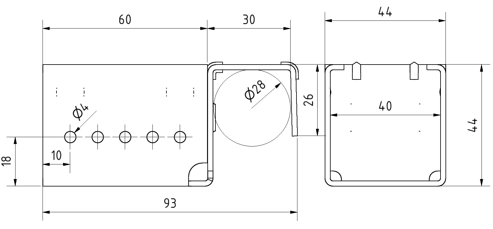 Rollenschienenaufnahme Set Alu-D28