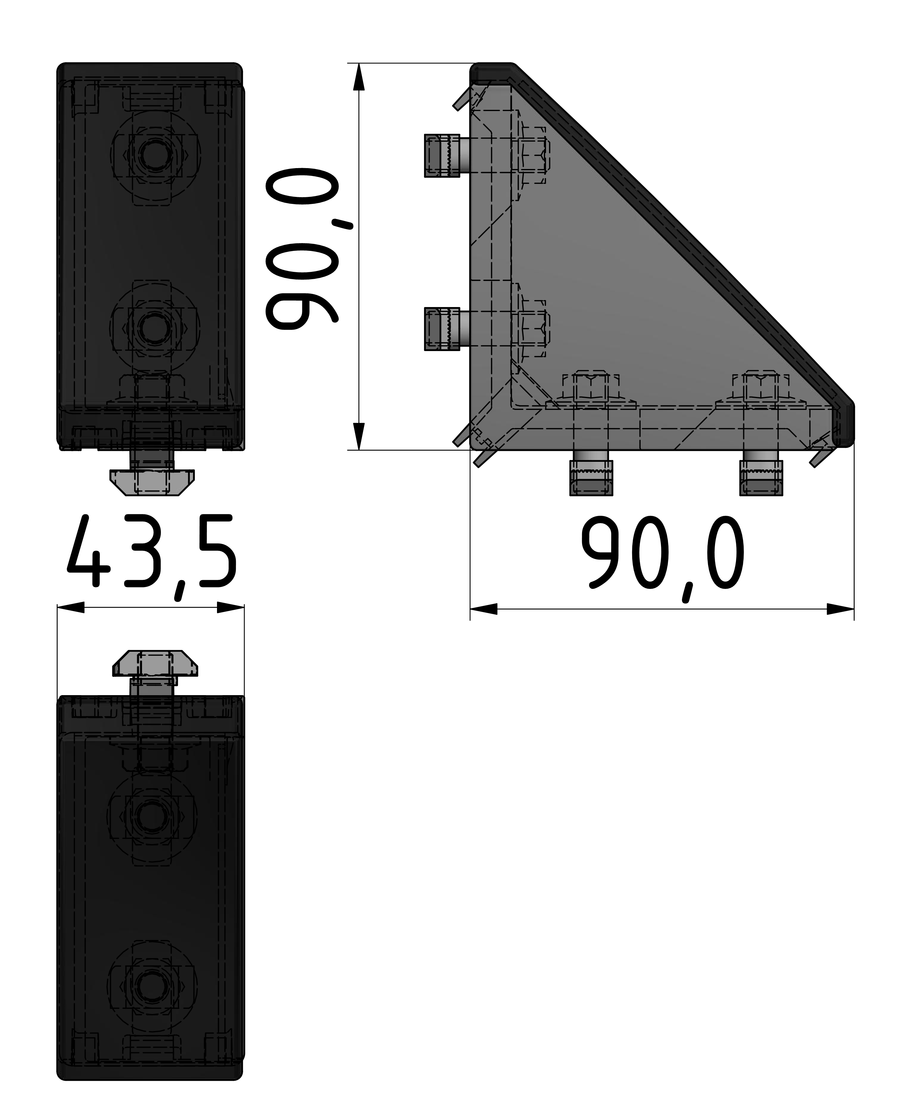 Winkelsatz 45x90, weißaluminium-10