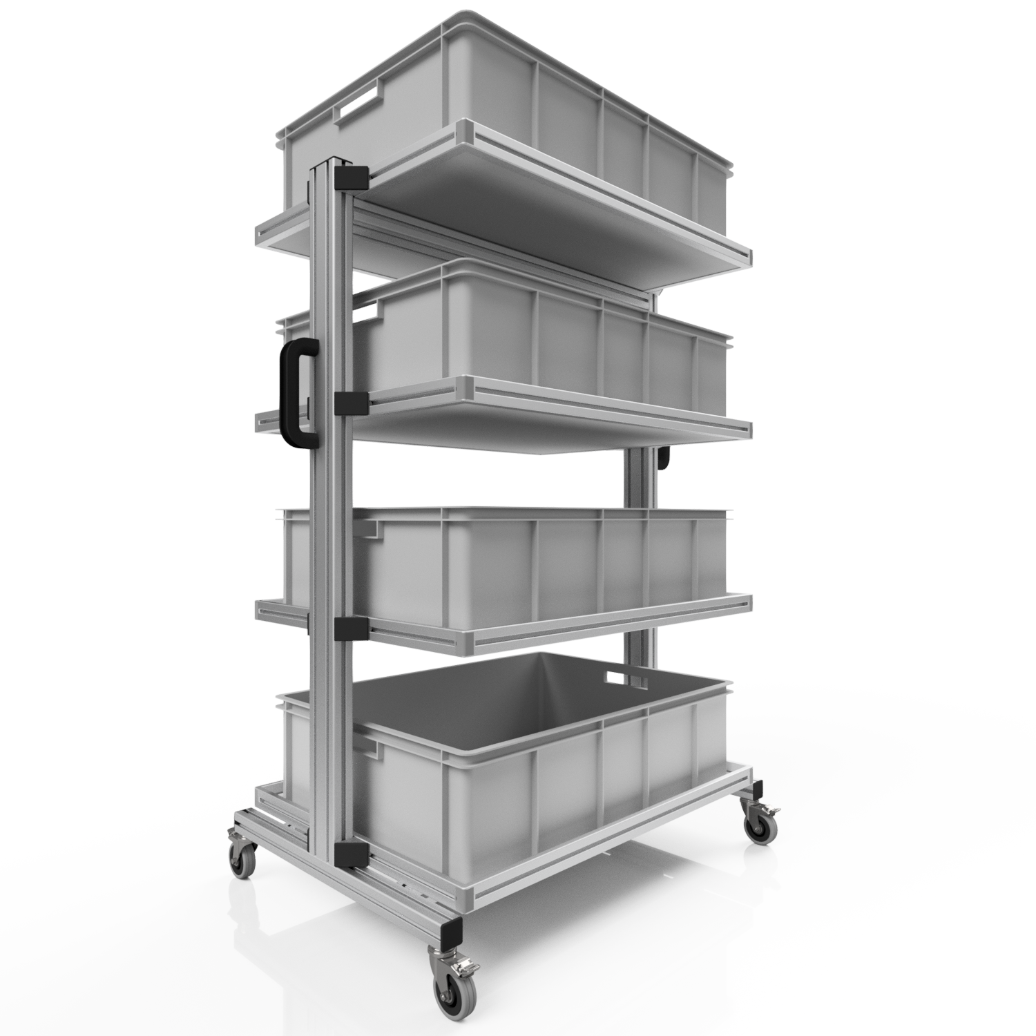 System trolley for Euro containers 80 x 60 H 134 cm without pull-out