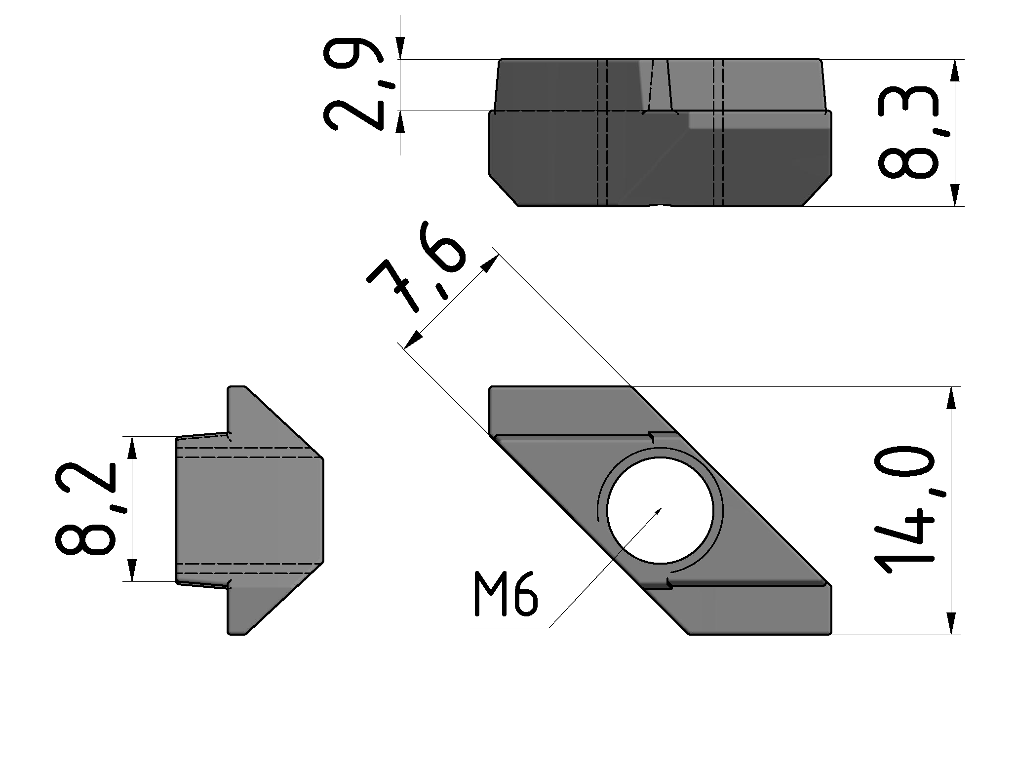 Nutenstein 8 Zn M6, verzinkt Nutenstein 8 Zn M6, verzinkt
