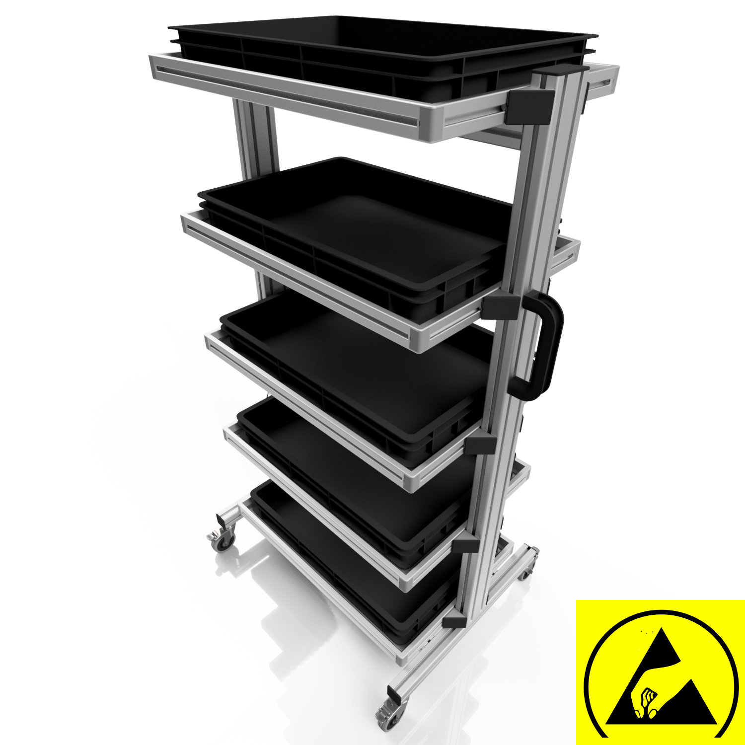 ESD Systemwagen für Eurobehälter 60 x 40 H 134 cm ohne Auszug 