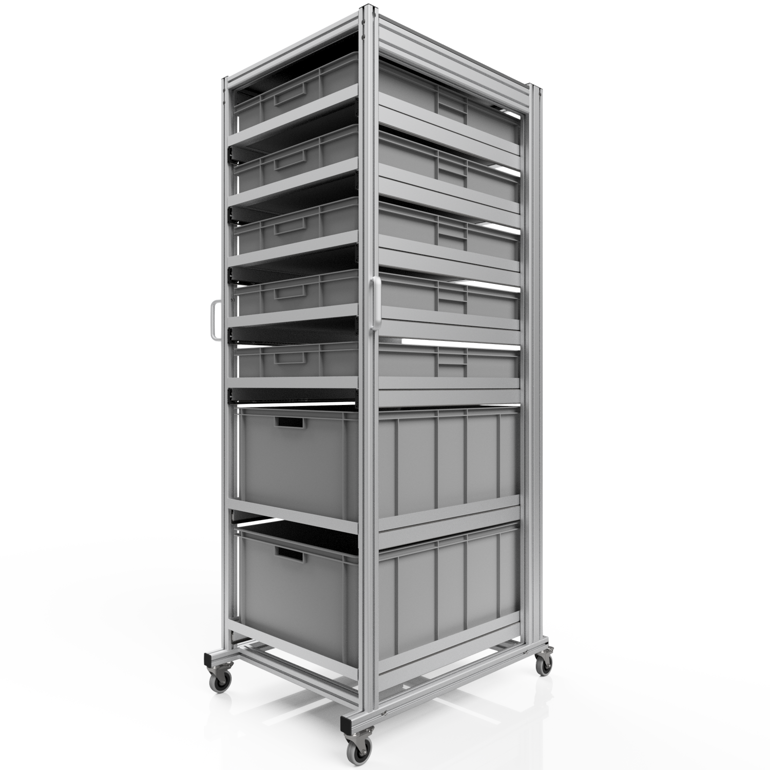 Systemwagen mit Eurobehälter 80x60 H 200 cm