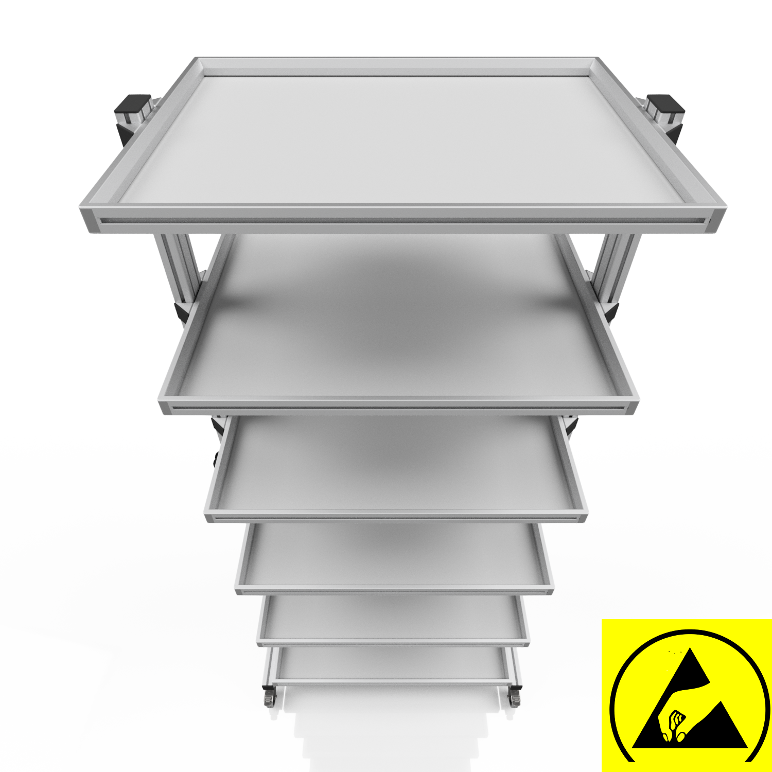 ESD system trolley for Euro containers 80 x 60 H 200 cm without pull-out