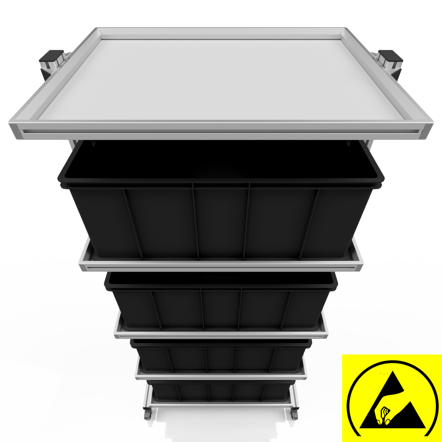 ESD system trolley for Euro containers 80 x 60 H 200 cm without pull-out