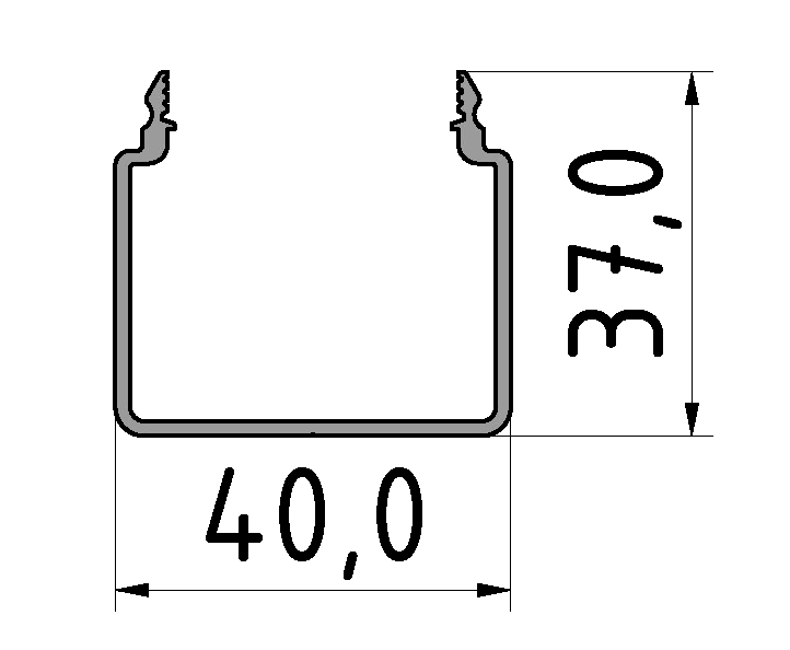 Kanalprofil U 40x40 E, natur