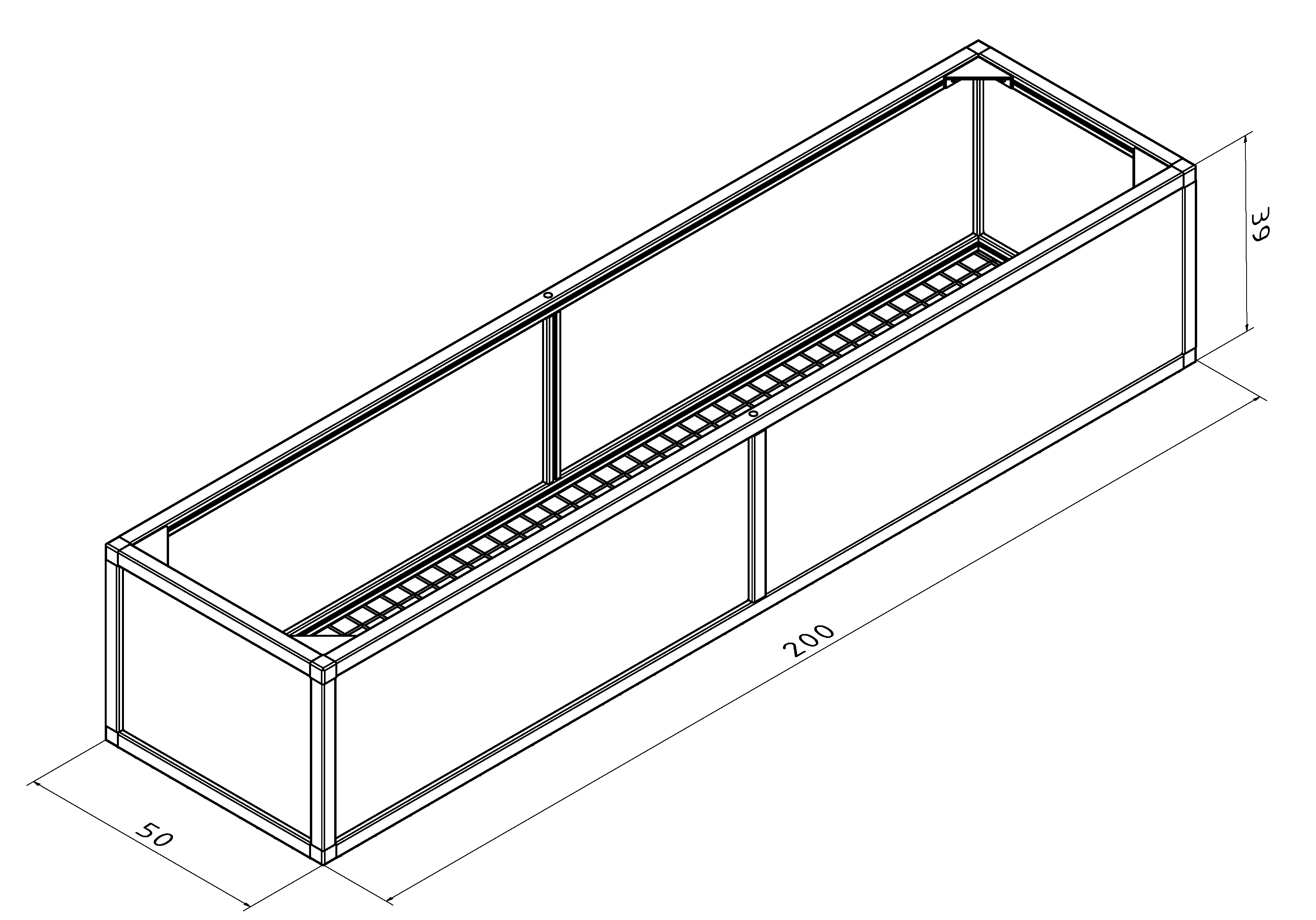 Raised bed aluline 200 x 50 cm
