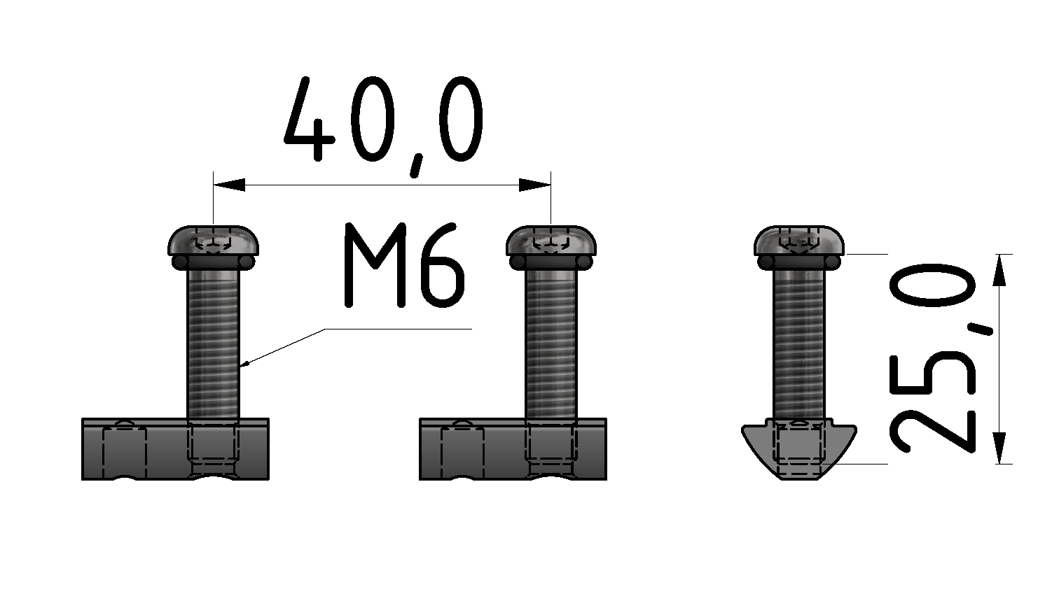 Gleitschlitten-Führung 8 80x40, Befestigungssatz Festlage