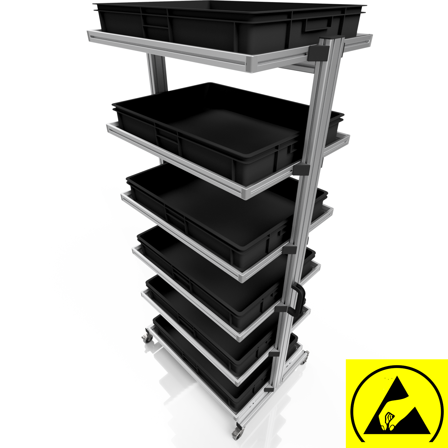 ESD system trolley for Euro containers 80 x 60 H 200 cm without pull-out