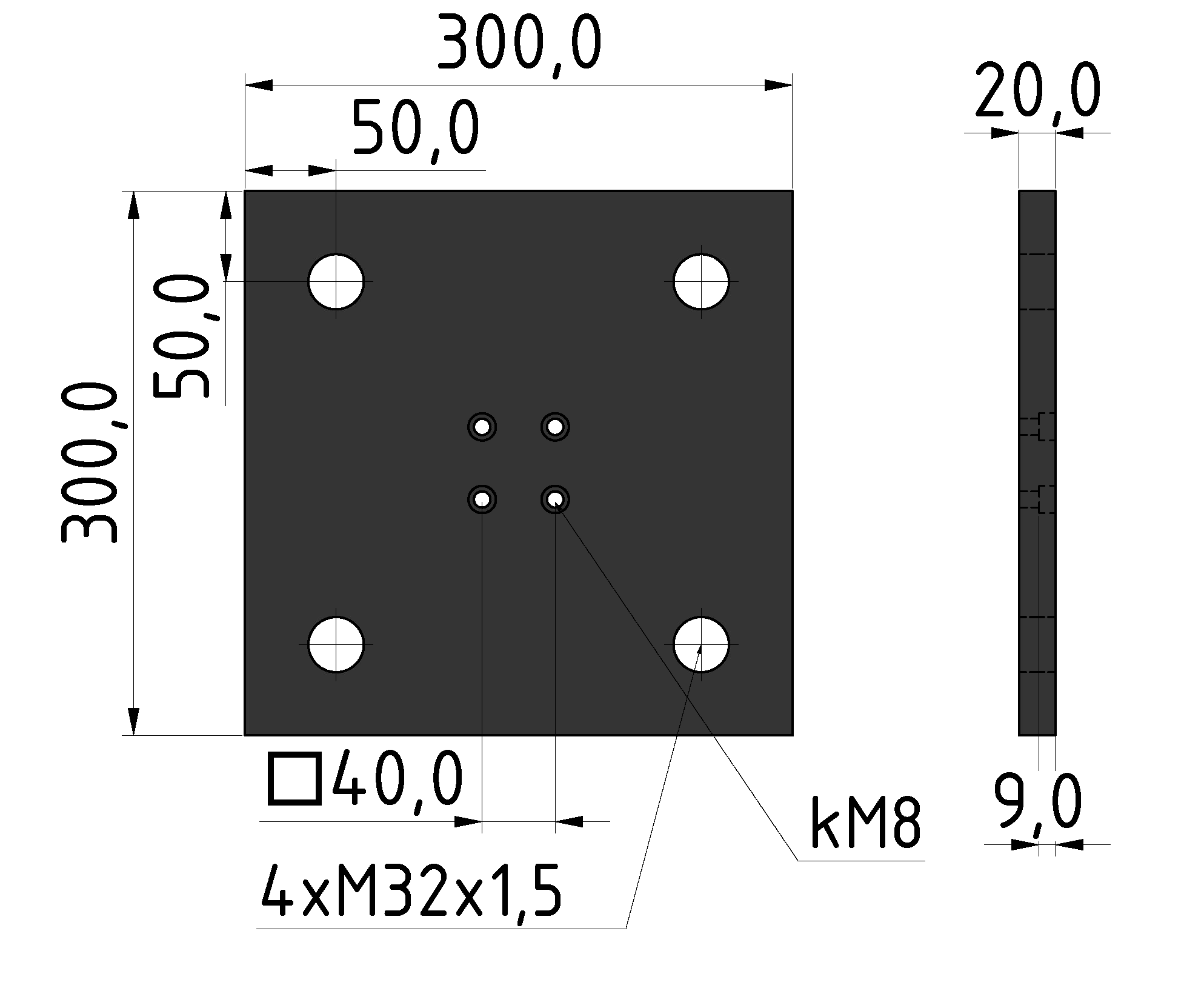 Portalplatte 8 300x300 80x80, brüniert Portalplatte 8 300x300 80x80, brüniert
