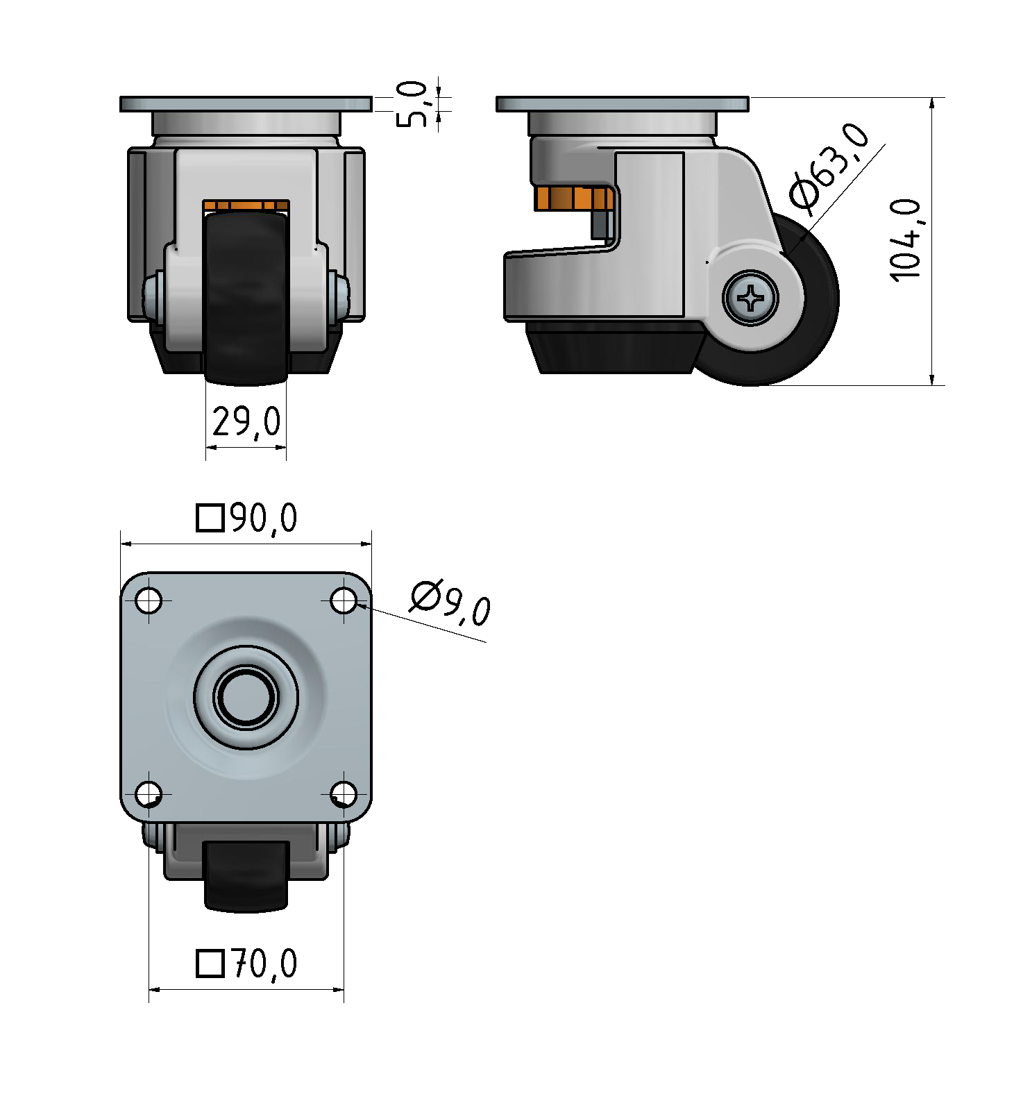 Heberolle D63 90x90