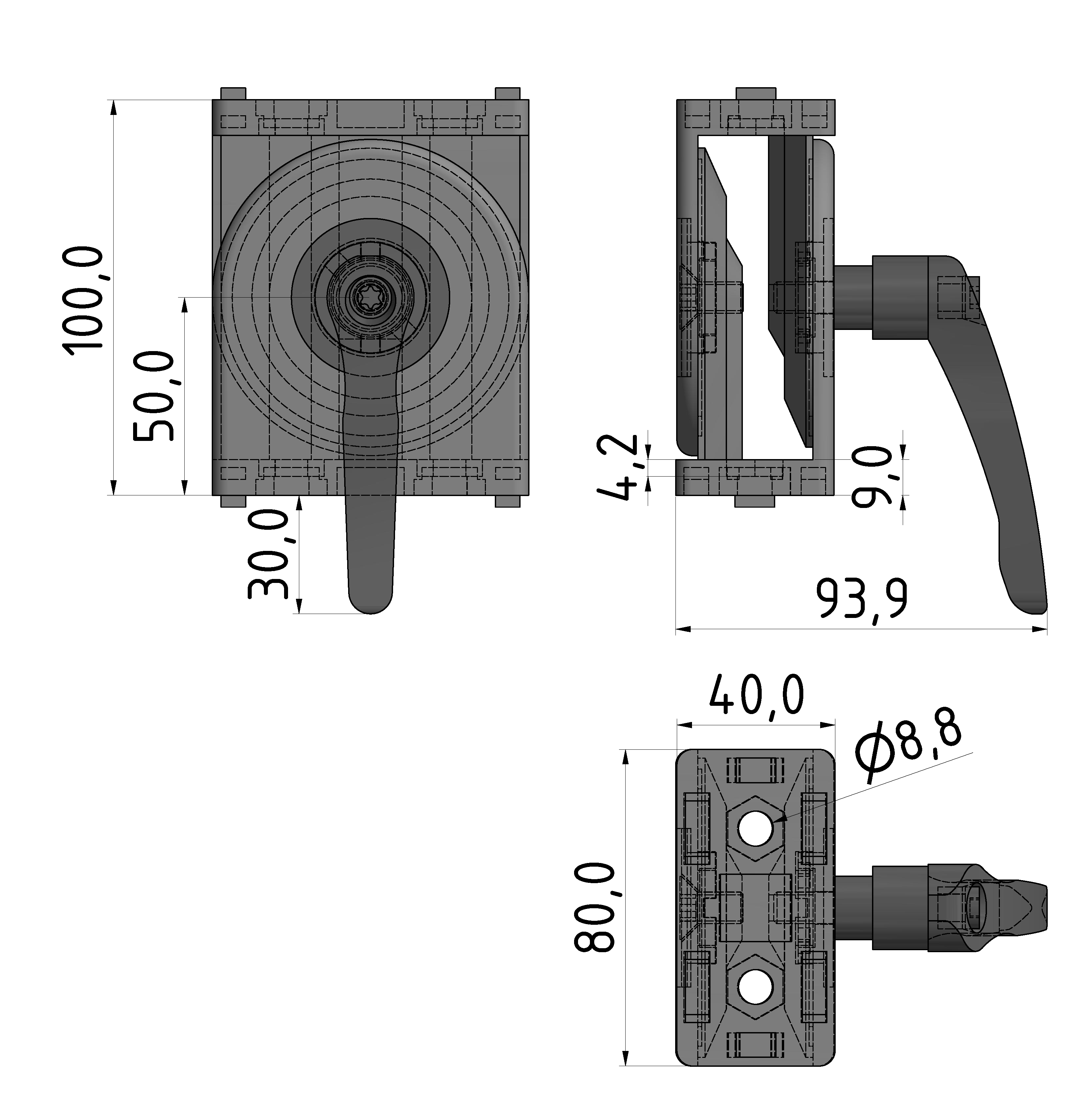 Gelenk 8 80x40 mit Klemmhebel