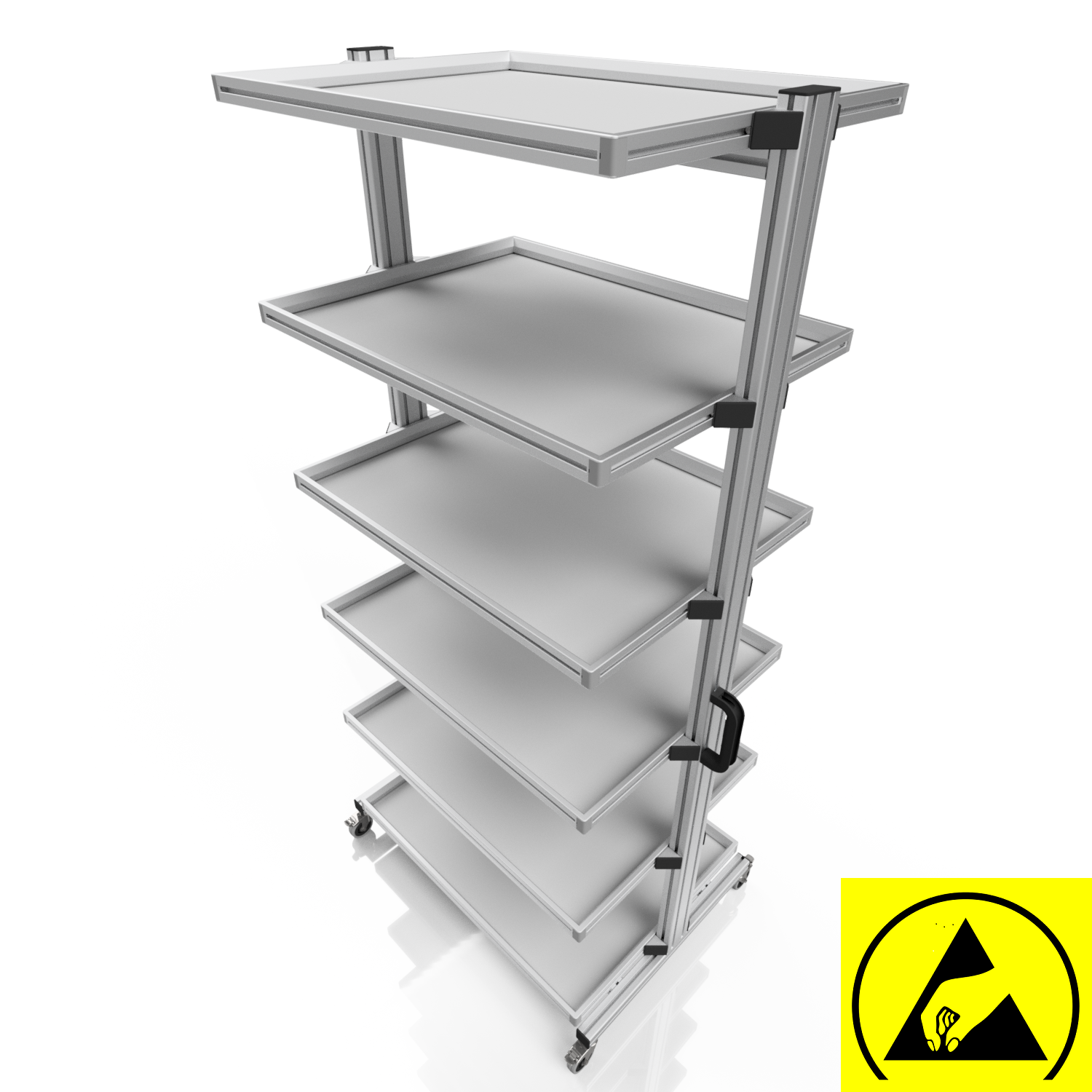 ESD system trolley for Euro containers 80 x 60 H 200 cm without pull-out