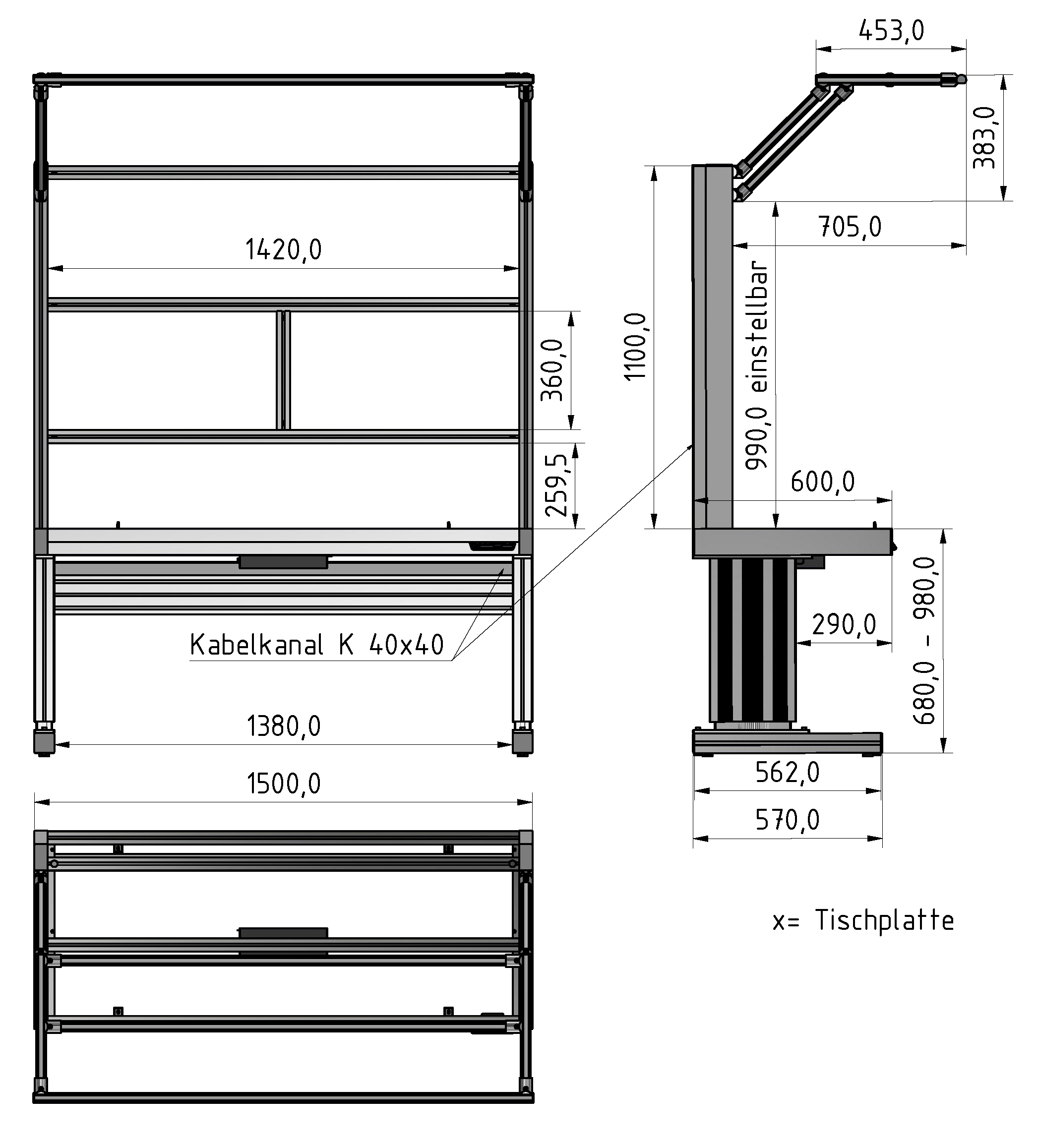 C Line ergo plus table frame