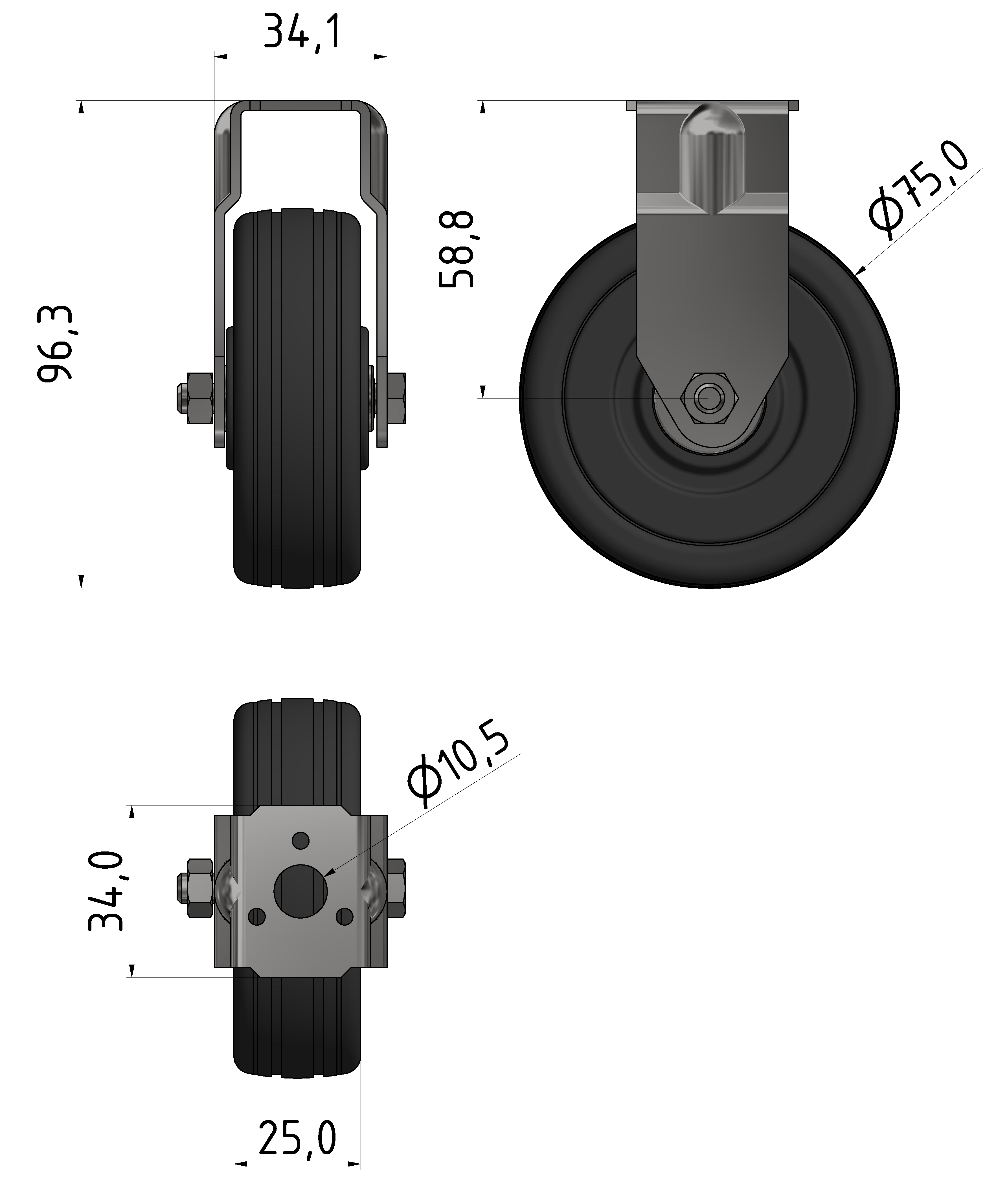 Bockrolle D75 ESD