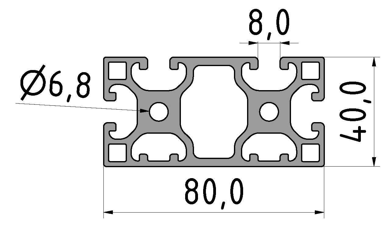 Profil X 8 80x40 2N leicht, natur Profil X 8 80x40 2N leicht, natur