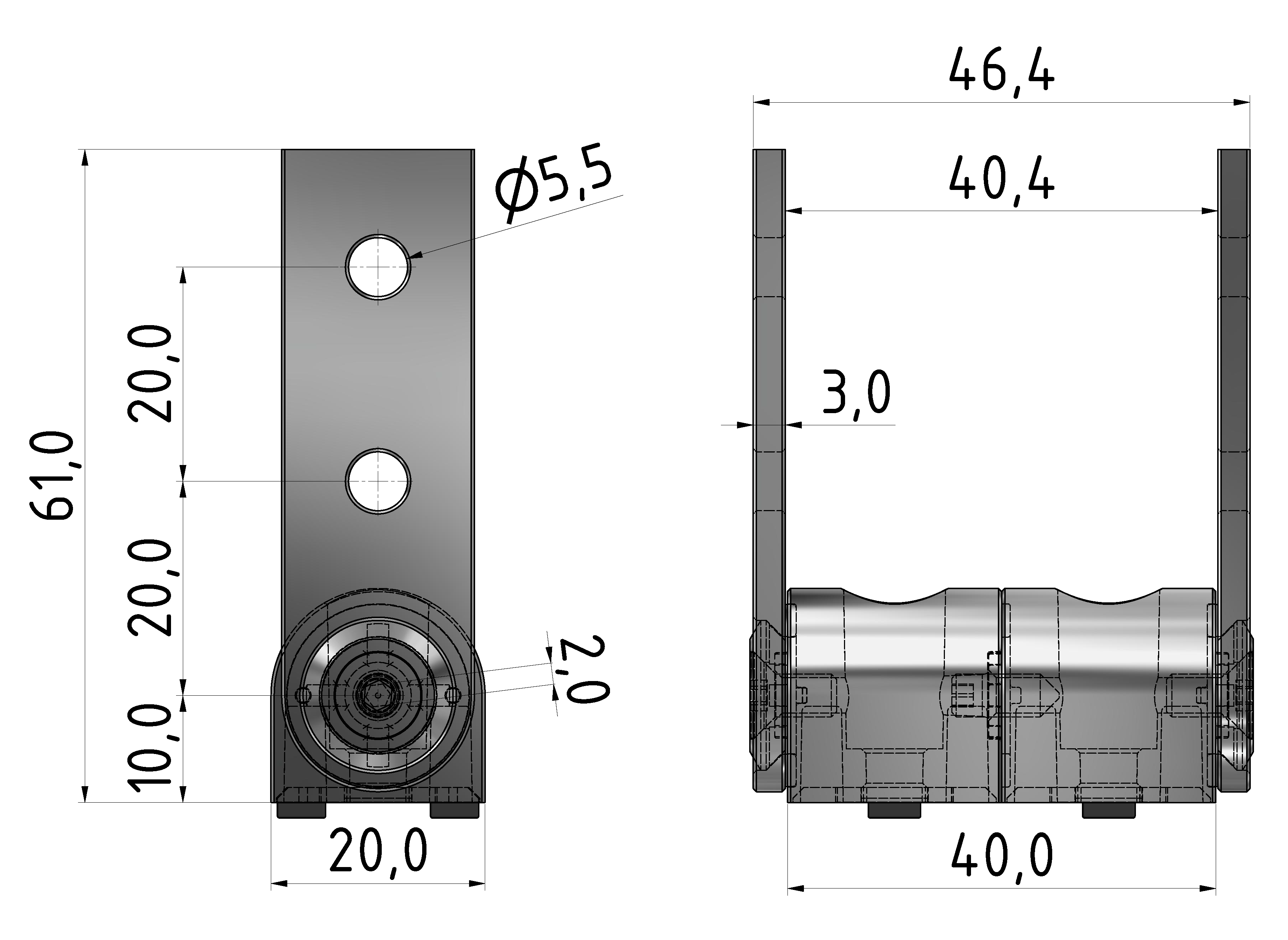 Pivot Joint 20x40, white aluminium-6 
