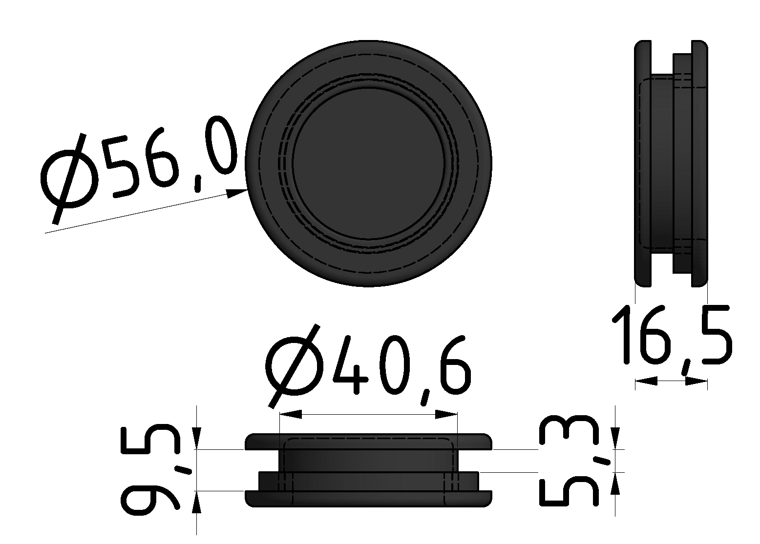 Griffmulde D50, schwarz Griffmulde D50, schwarz