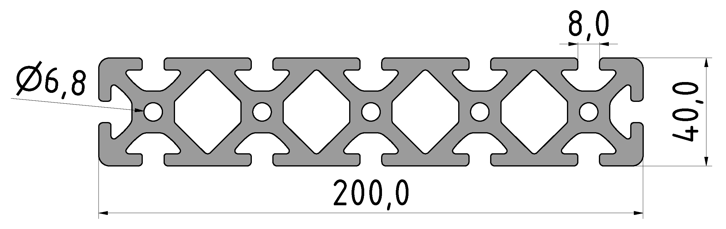 Profil 8 200x40, natur Profil 8 200x40, natur