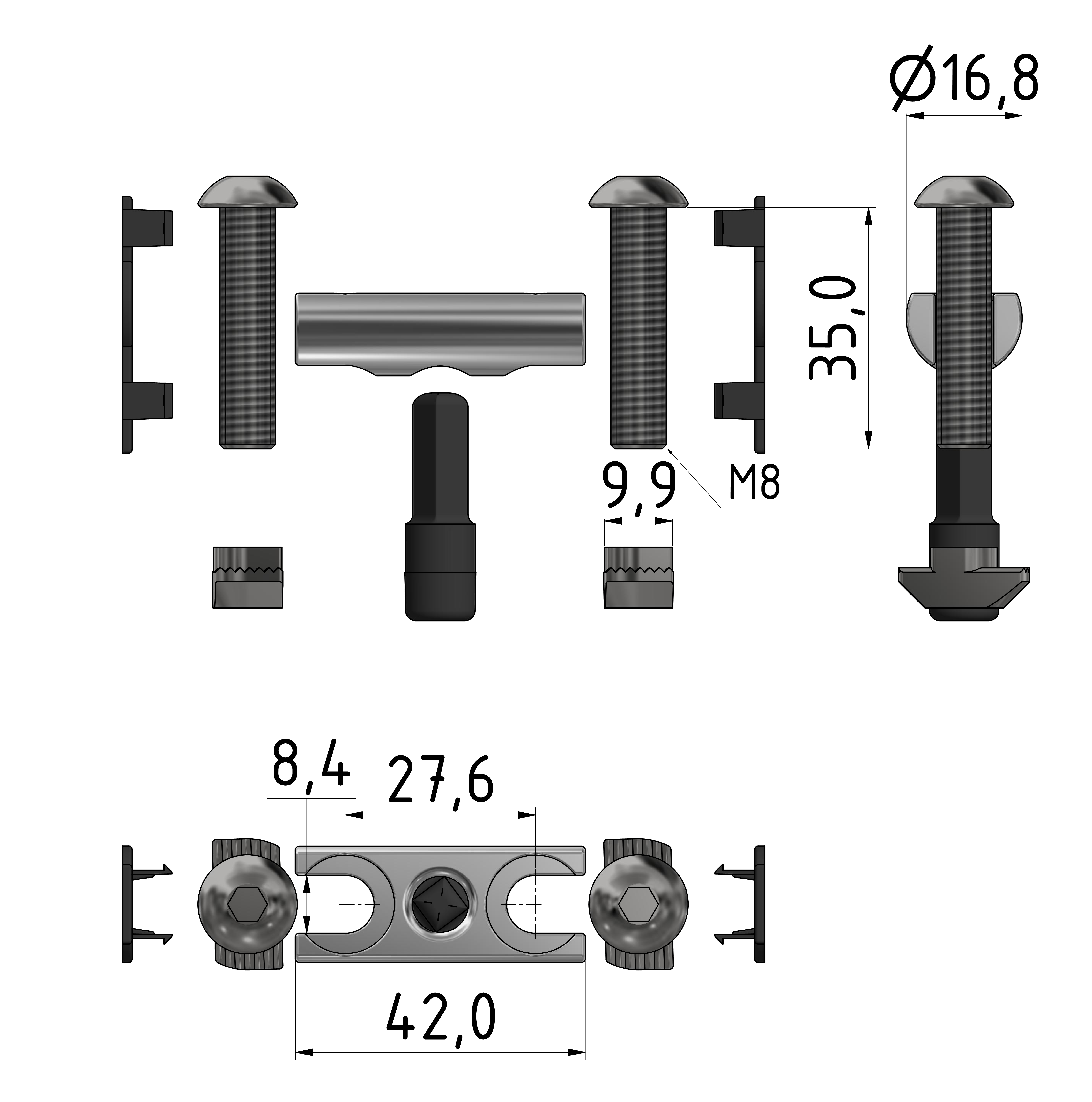 Bolt Connector Set 45, bright zinc-plated-10