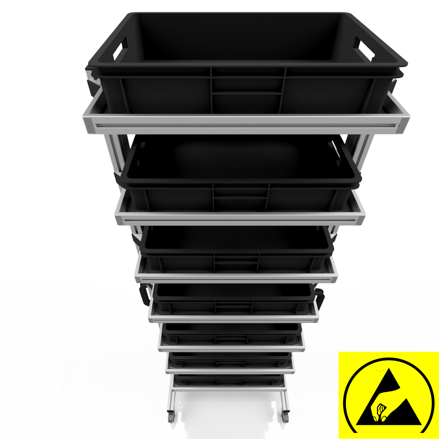 ESD Systemwagen für Eurobehälter 60 x 40 H 200 cm ohne Auszug