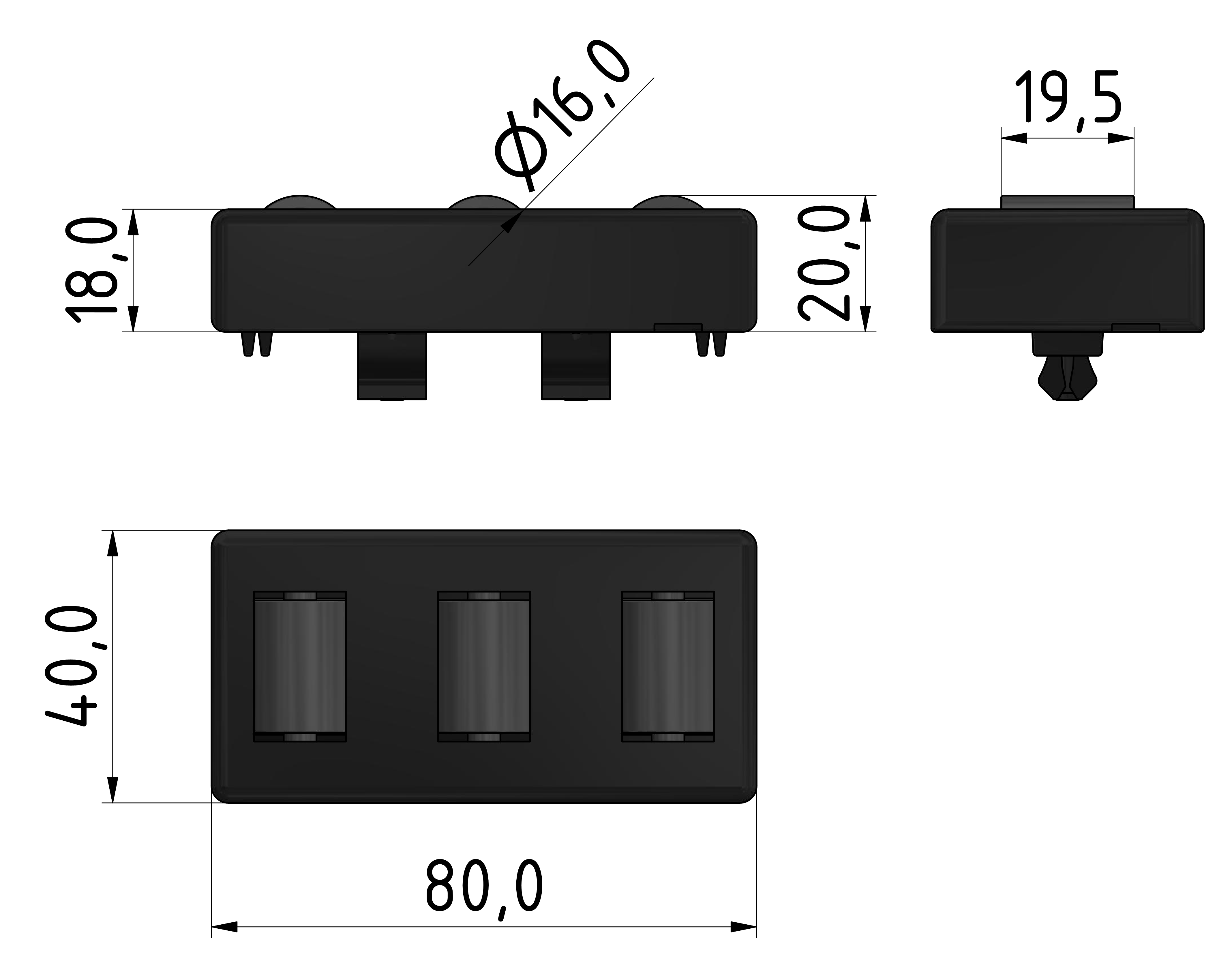 Rollenelement 80 Turbo, schwarz - 10