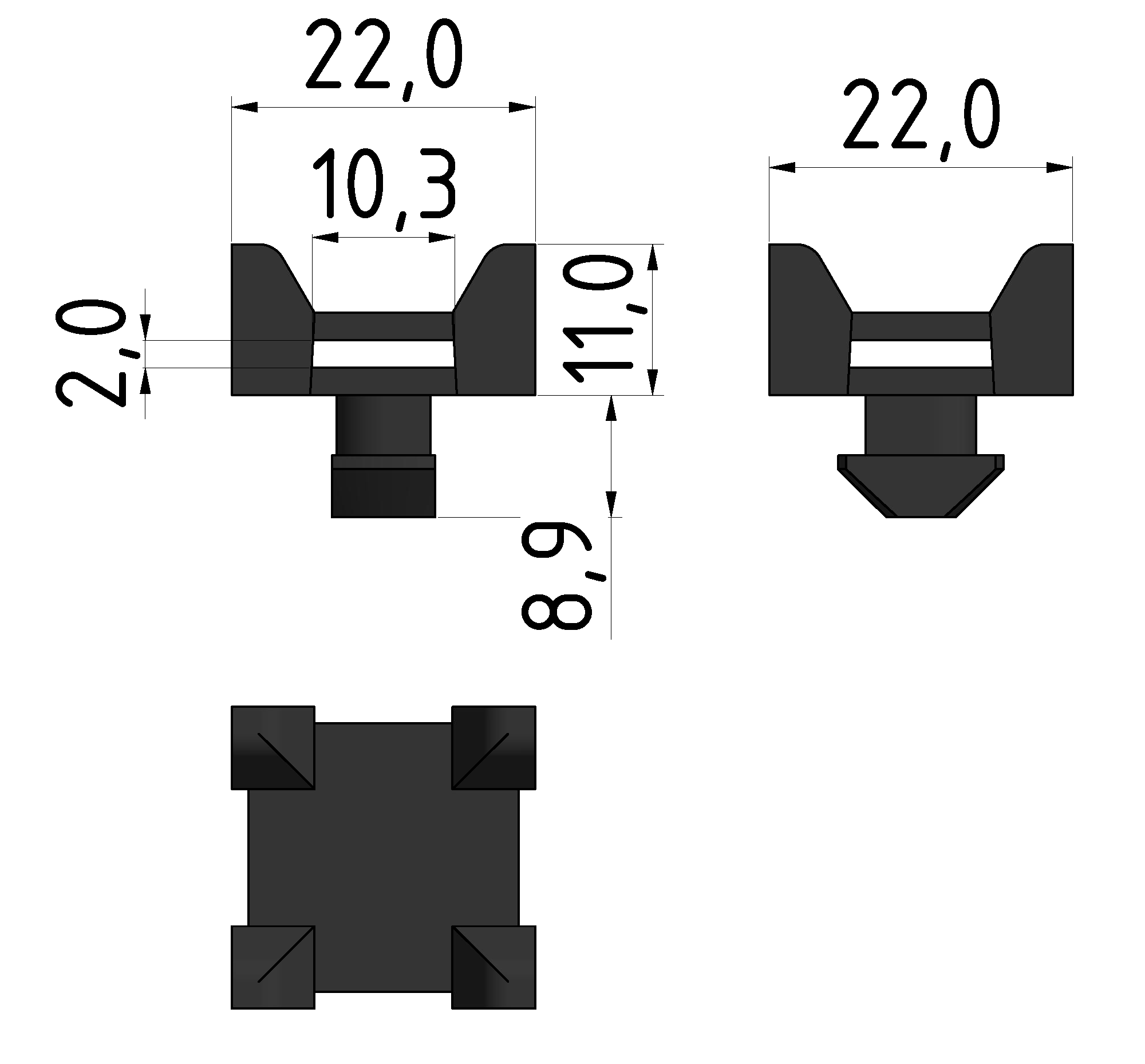 Kabelbinder-Block 8 Varia, schwarz