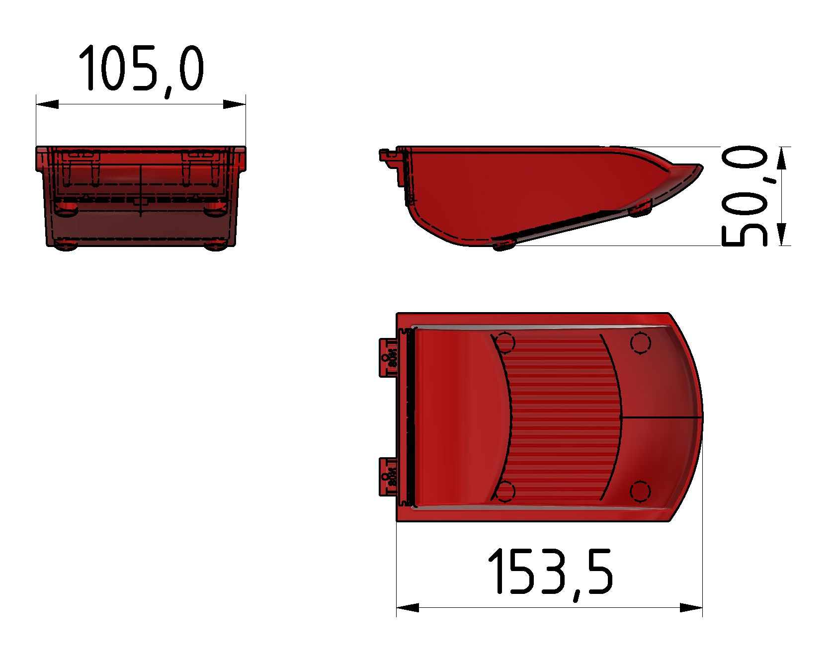 Greifschale 8 105x130, rot ähnlich RAL 3020