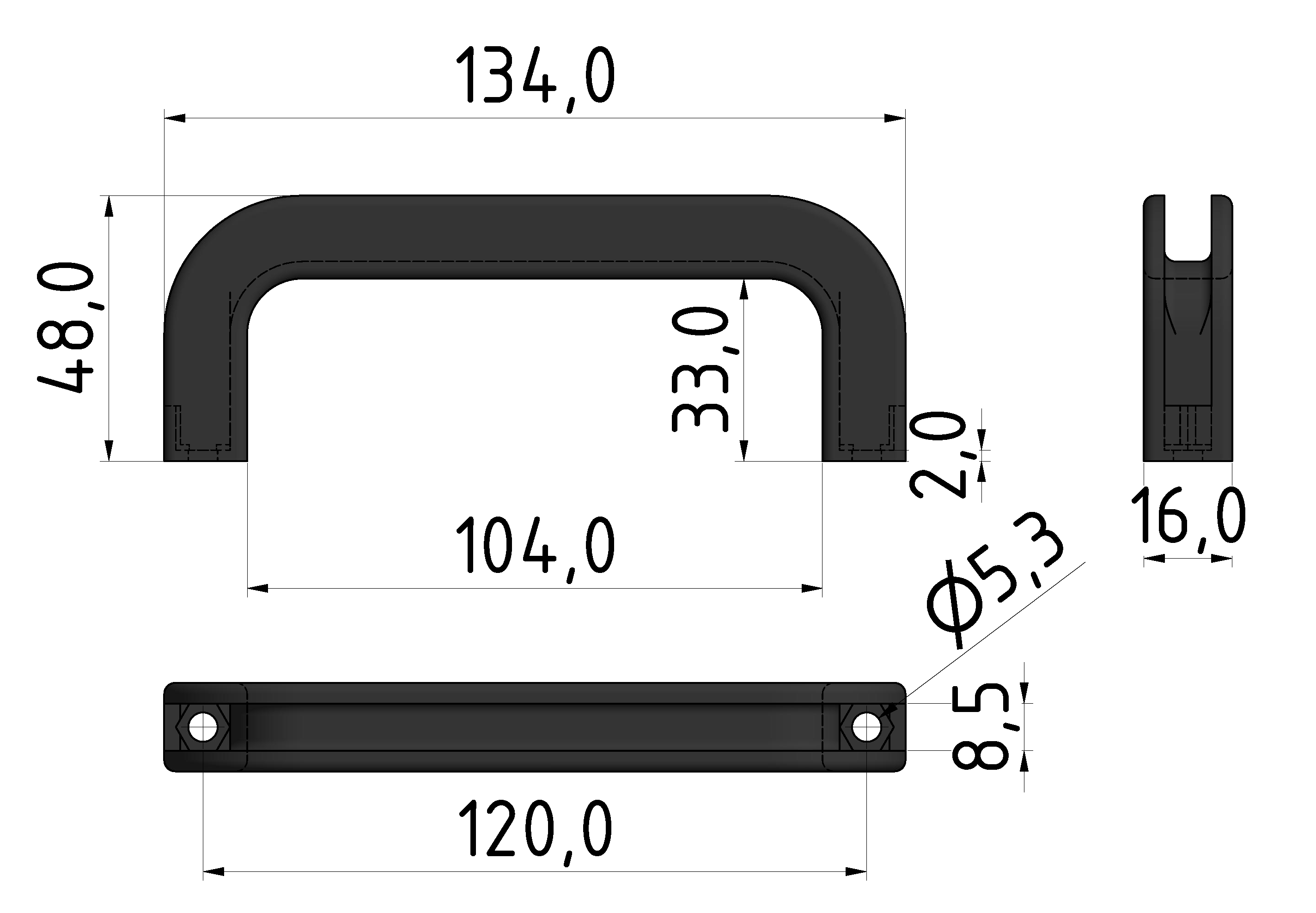 Handgriff PA 120, schwarz