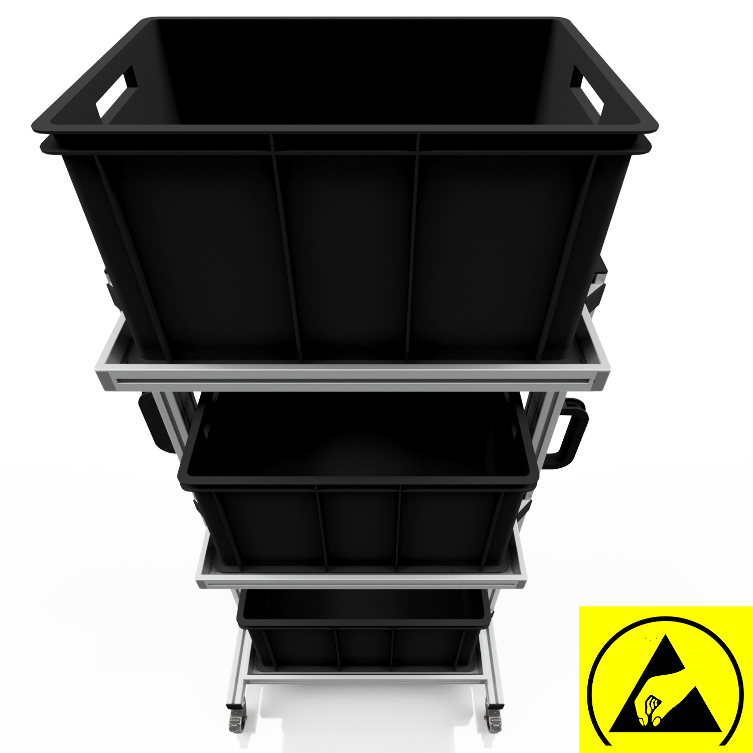 ESD system trolley for Euro containers 60 x 40 H 134 cm without pull-out  ESD system trolley for Euro containers 60 x 40 H 134 cm without pull-out