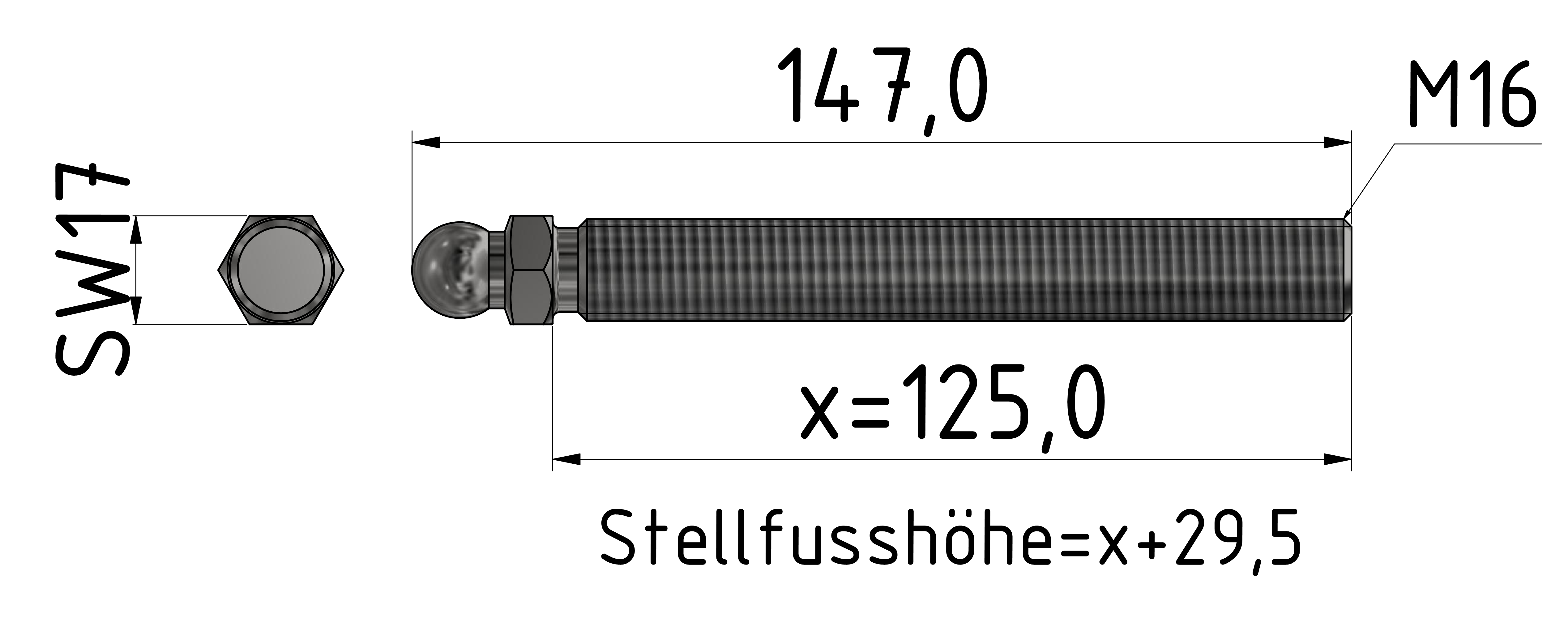 Gewindestange ST M16x125, verzinkt