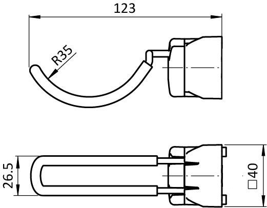 Hook 8 R40, black similar to RAL 7042