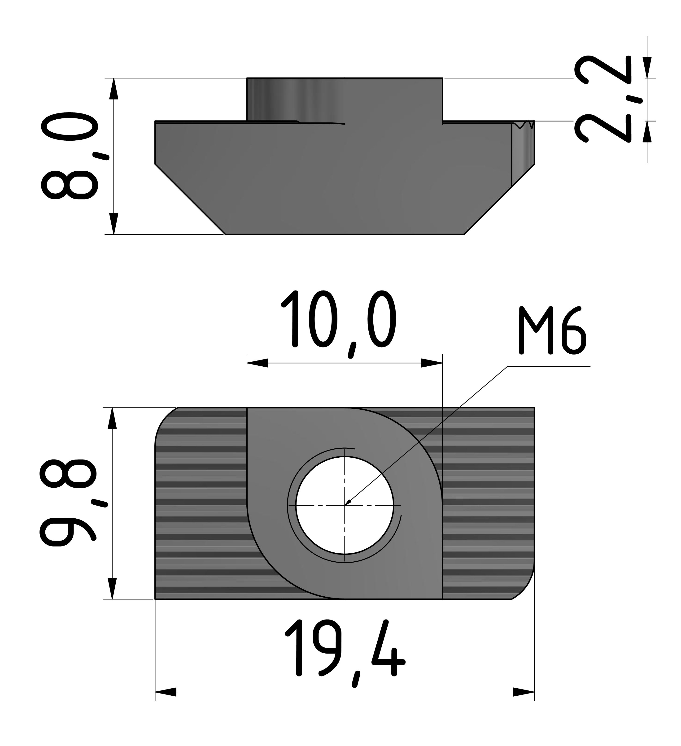 Hammermutter M6, verzinkt mit Bremsmoment-10