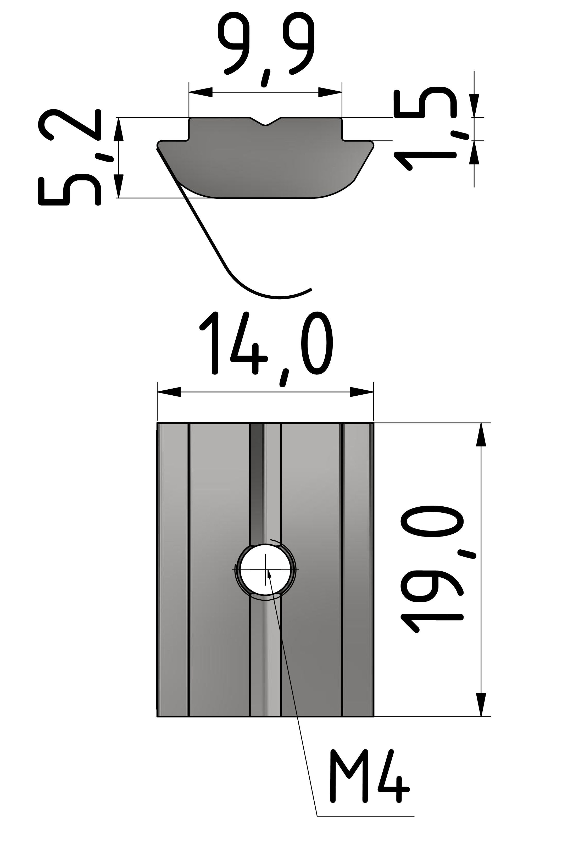 Nutenstein B M4 Feder, verzinkt-10