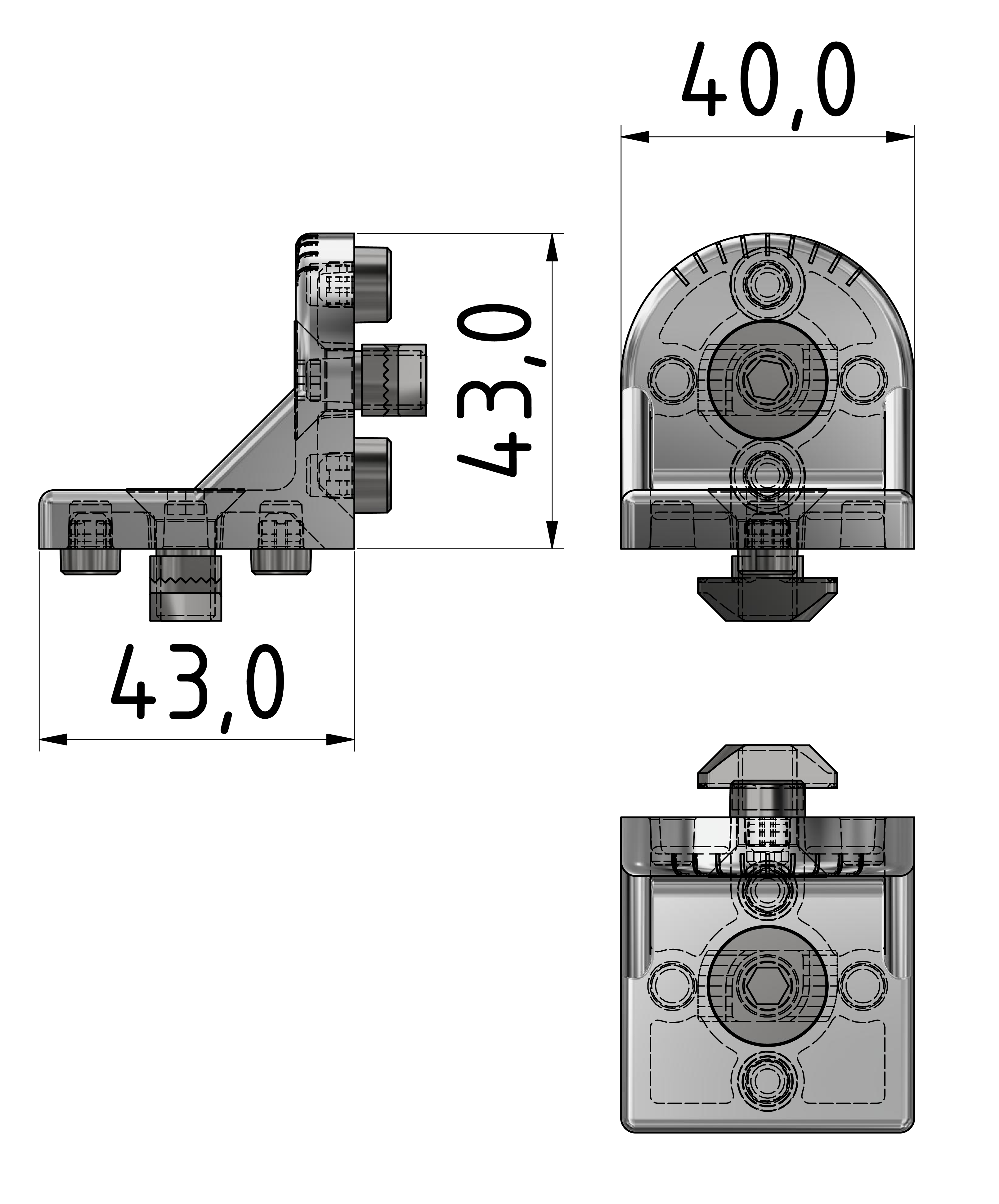 Turning Angle Set B 45, white aluminium-10